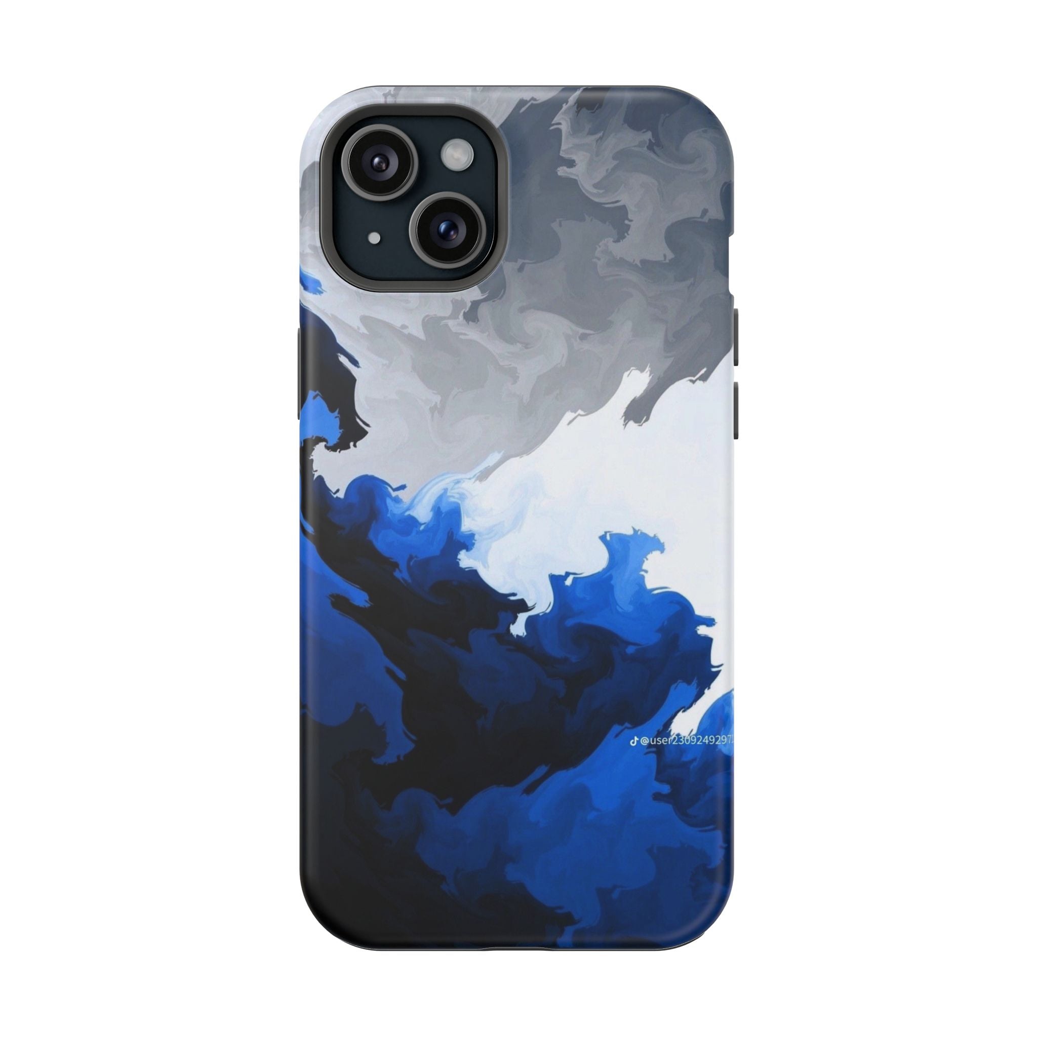 Magnetic Impact-Resistant Phone Case — Blue Abstract Ink Swirl