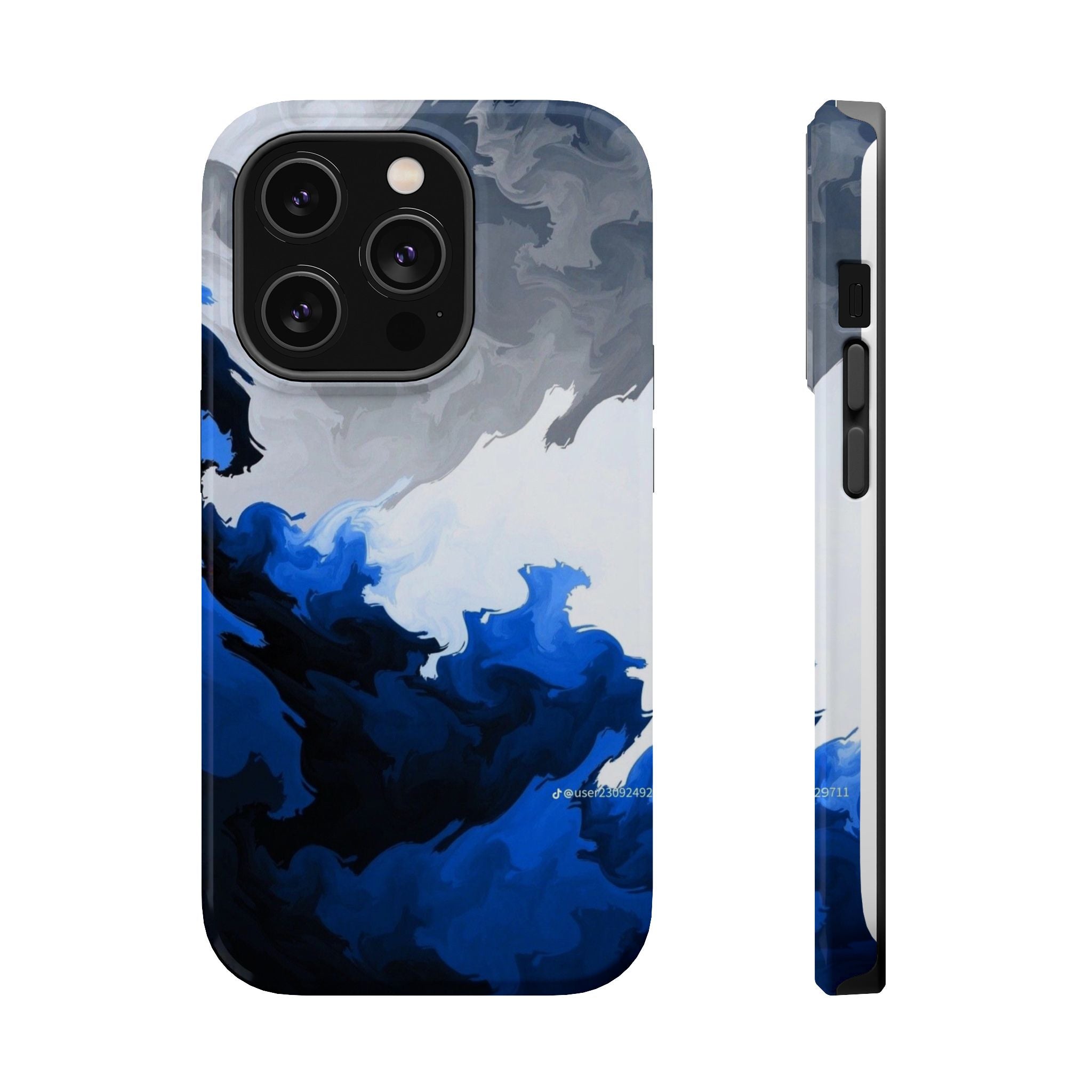 Magnetic Impact-Resistant Phone Case — Blue Abstract Ink Swirl