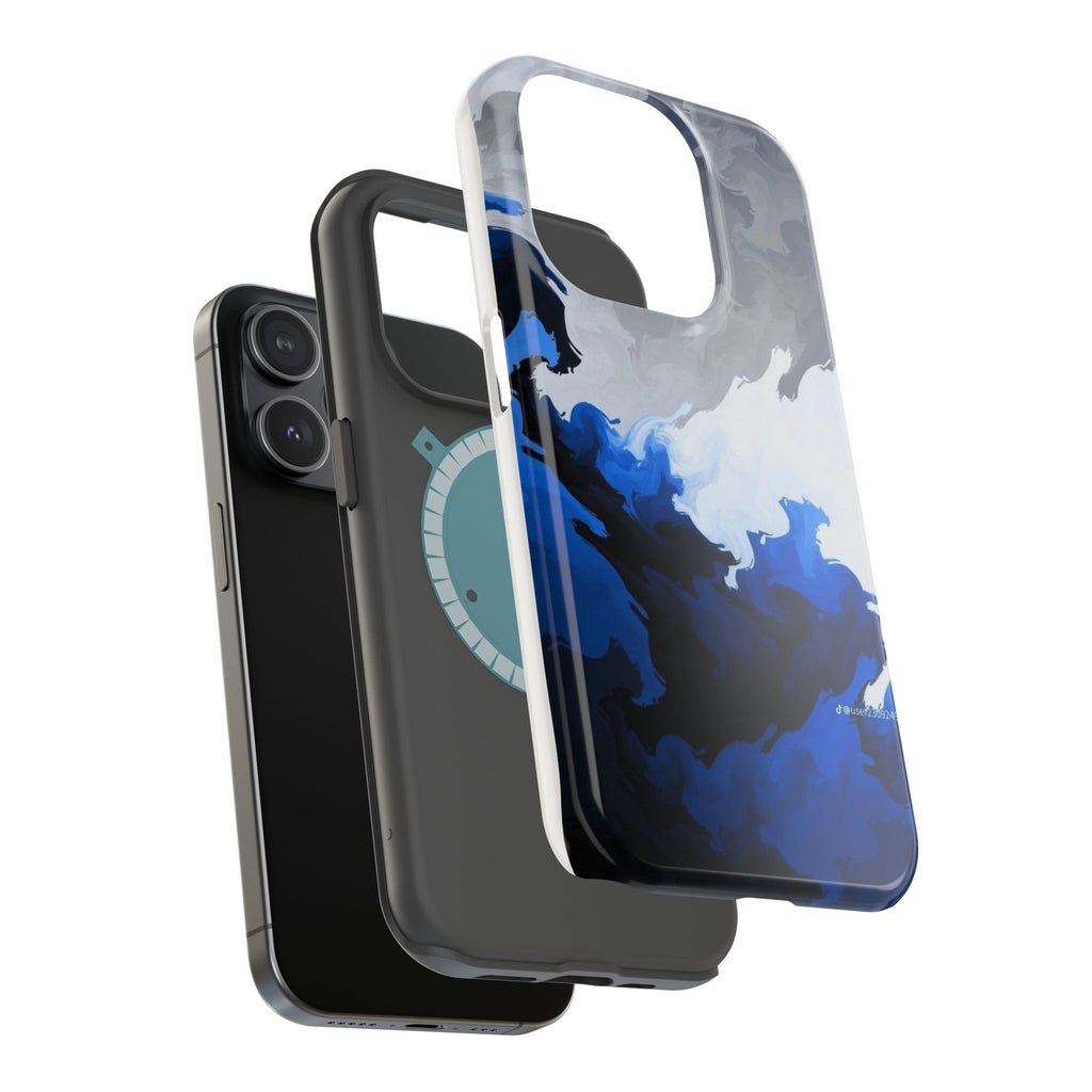 Magnetic Impact-Resistant Phone Case — Blue Abstract Ink Swirl