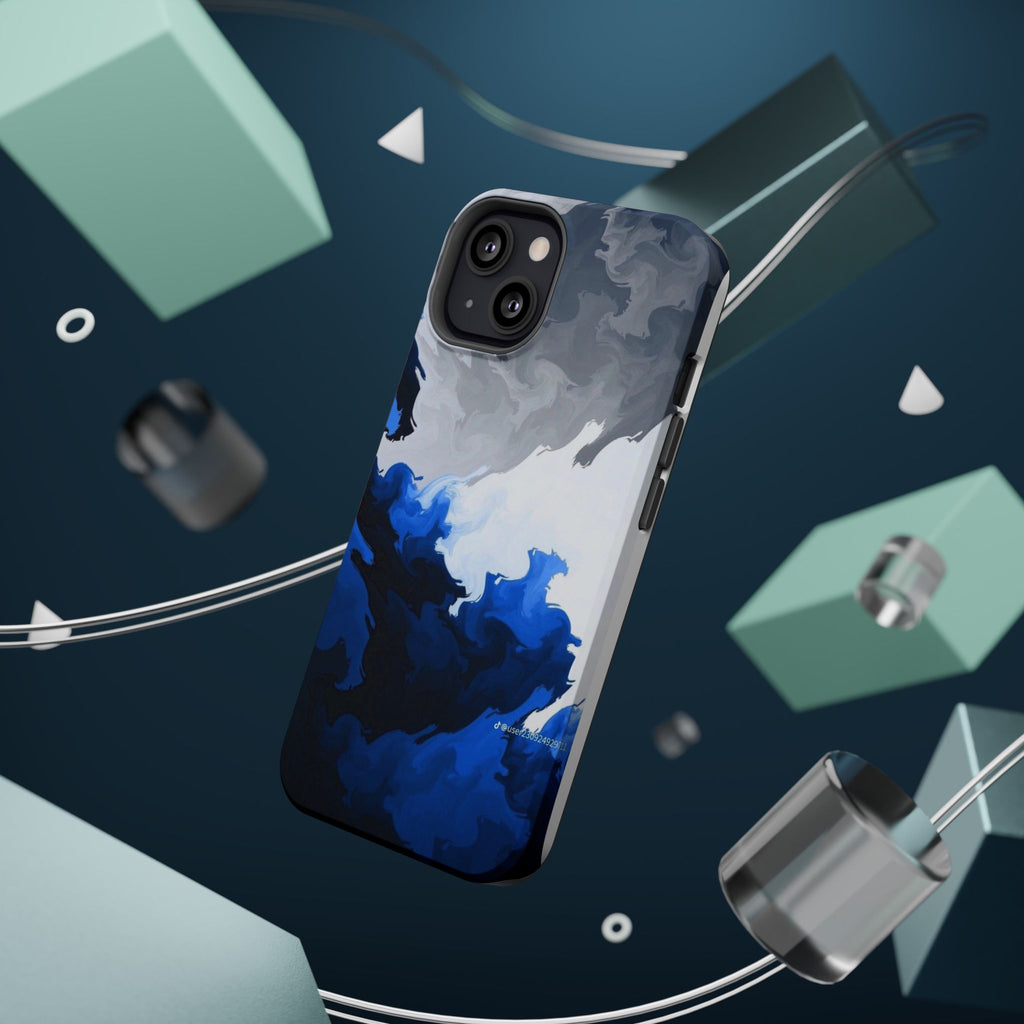 Magnetic Impact-Resistant Phone Case — Blue Abstract Ink Swirl