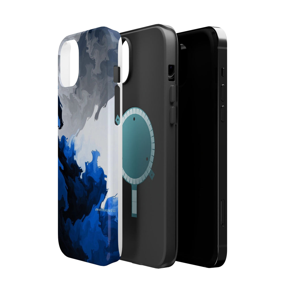 Magnetic Impact-Resistant Phone Case — Blue Abstract Ink Swirl