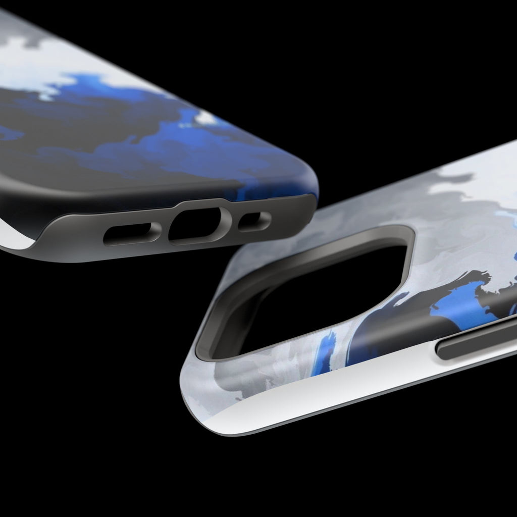 Magnetic Impact-Resistant Phone Case — Blue Abstract Ink Swirl