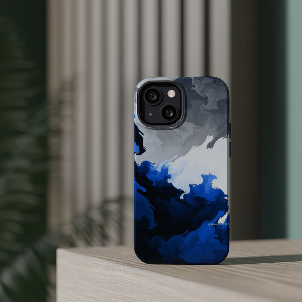 Magnetic Impact-Resistant Phone Case — Blue Abstract Ink Swirl