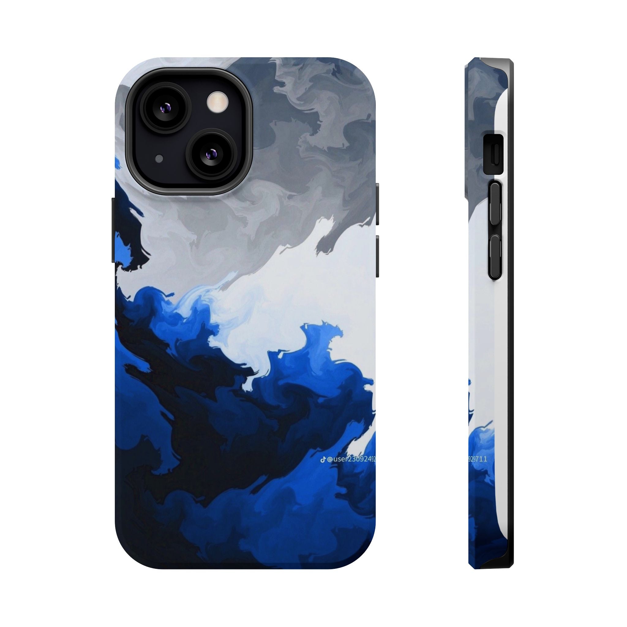 Magnetic Impact-Resistant Phone Case — Blue Abstract Ink Swirl