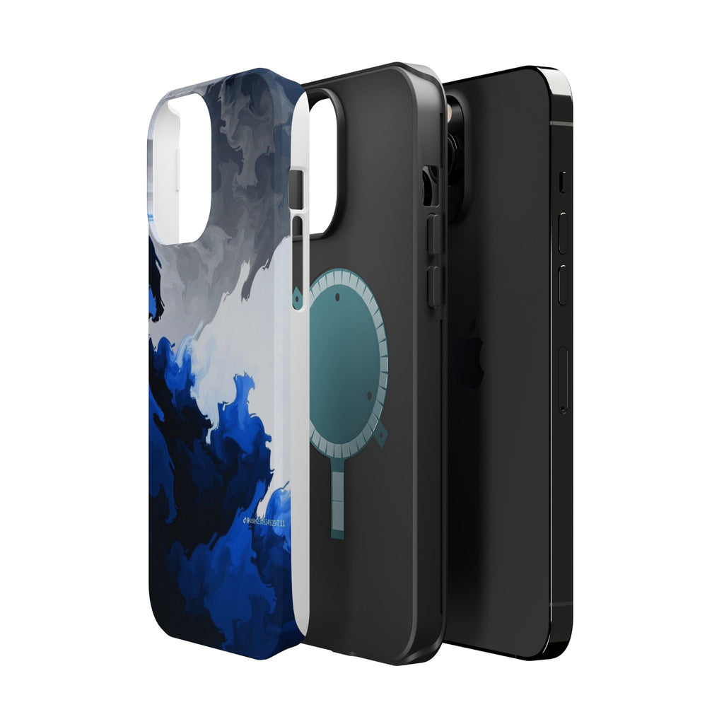 Magnetic Impact-Resistant Phone Case — Blue Abstract Ink Swirl