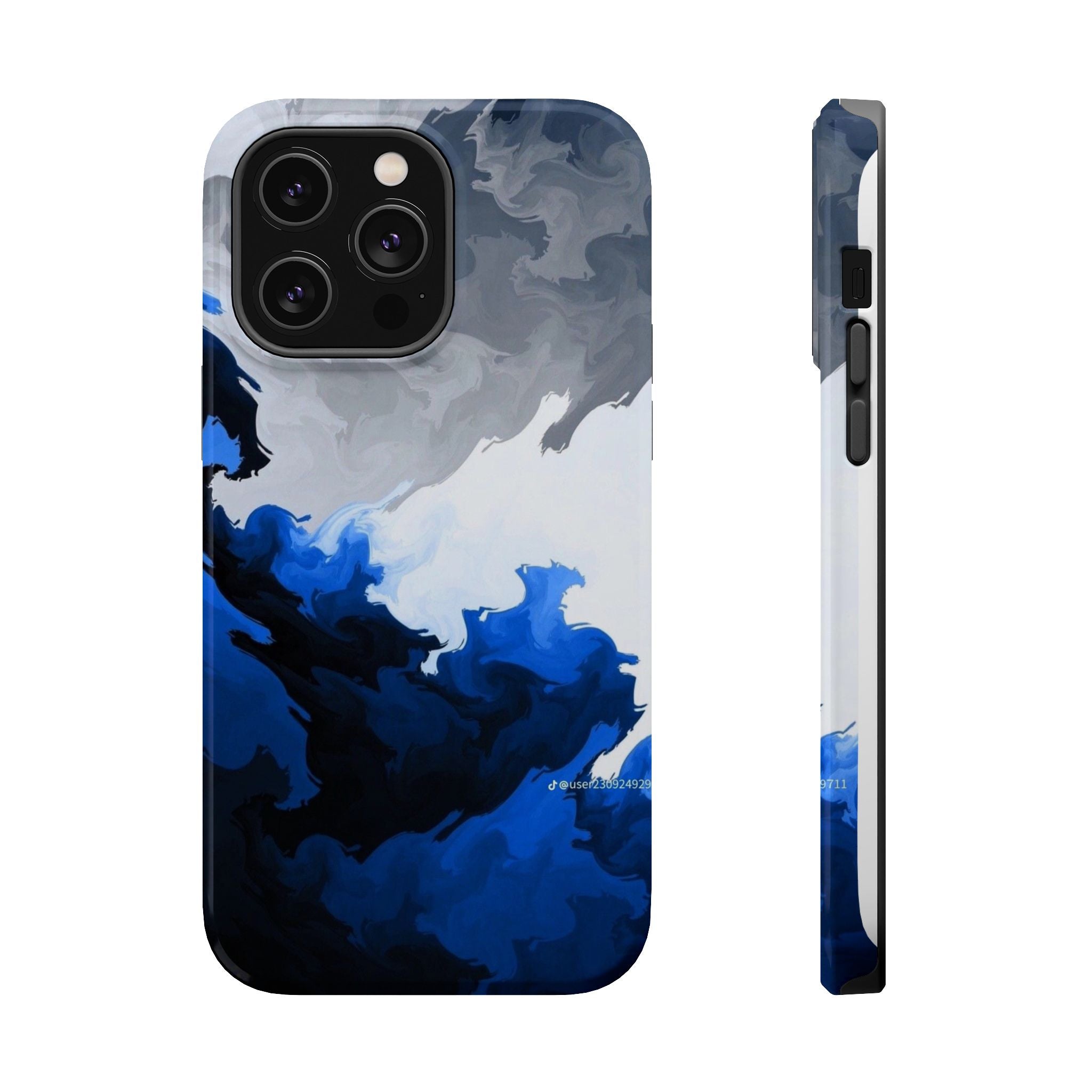 Magnetic Impact-Resistant Phone Case — Blue Abstract Ink Swirl