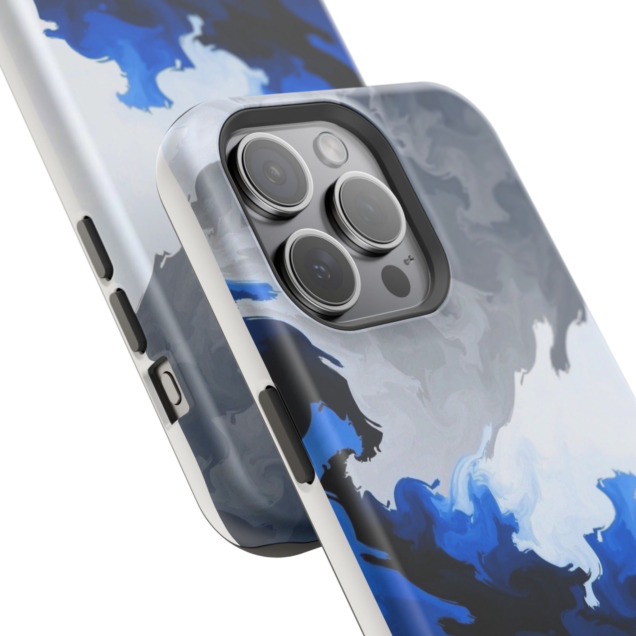 Magnetic Impact-Resistant Phone Case — Blue Abstract Ink Swirl