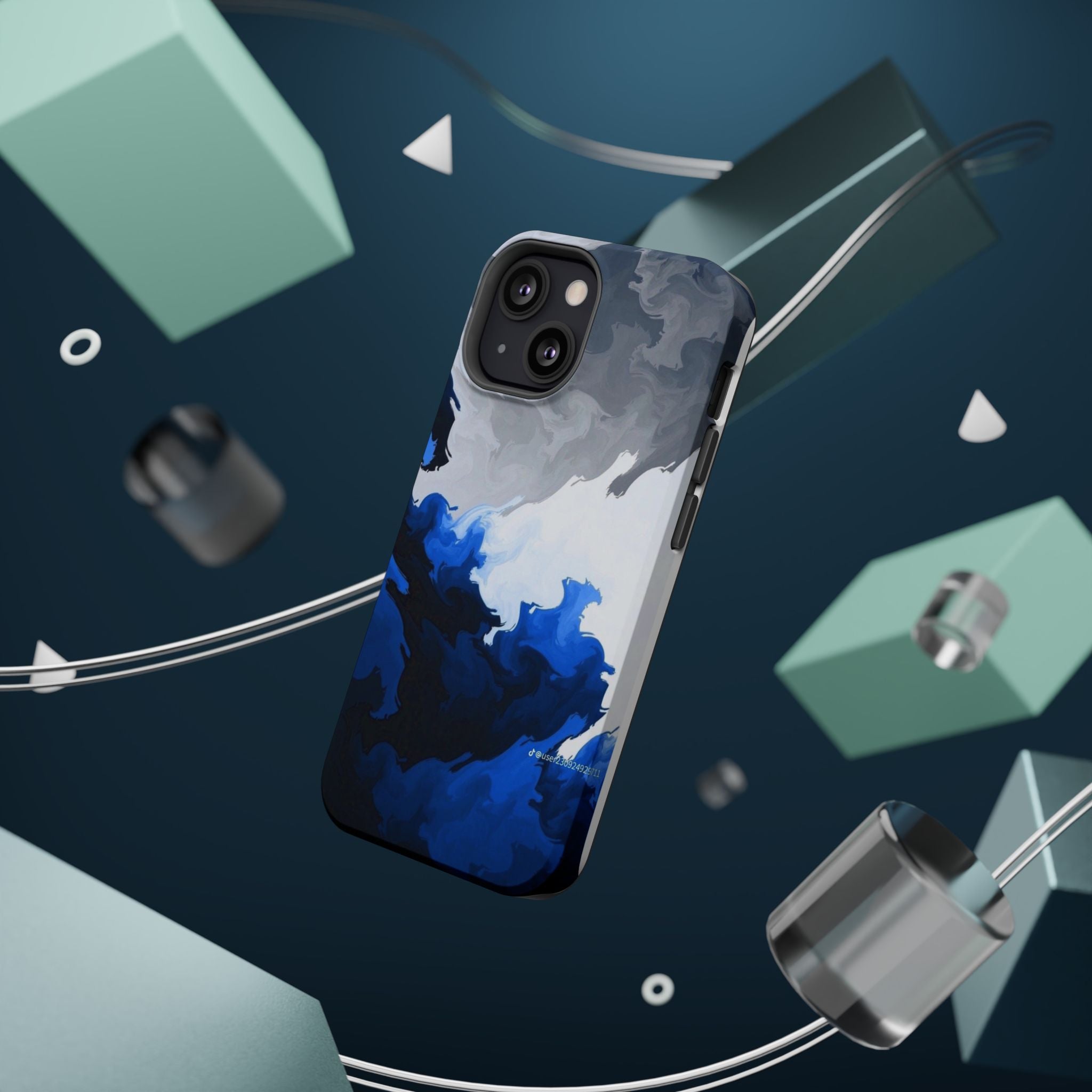 Magnetic Impact-Resistant Phone Case — Blue Abstract Ink Swirl