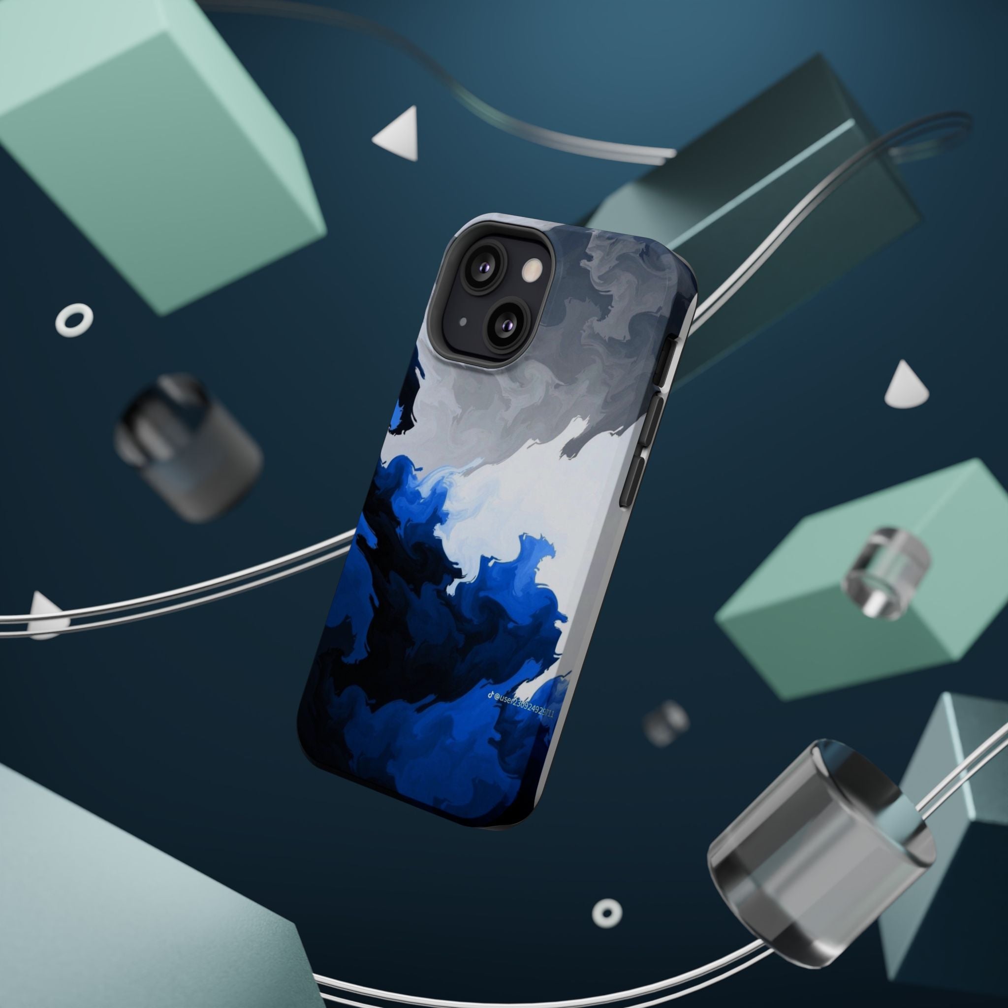 Magnetic Impact-Resistant Phone Case — Blue Abstract Ink Swirl