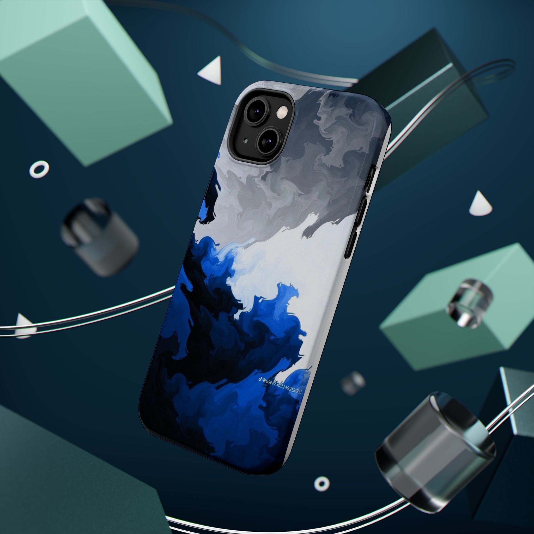 Magnetic Impact-Resistant Phone Case — Blue Abstract Ink Swirl