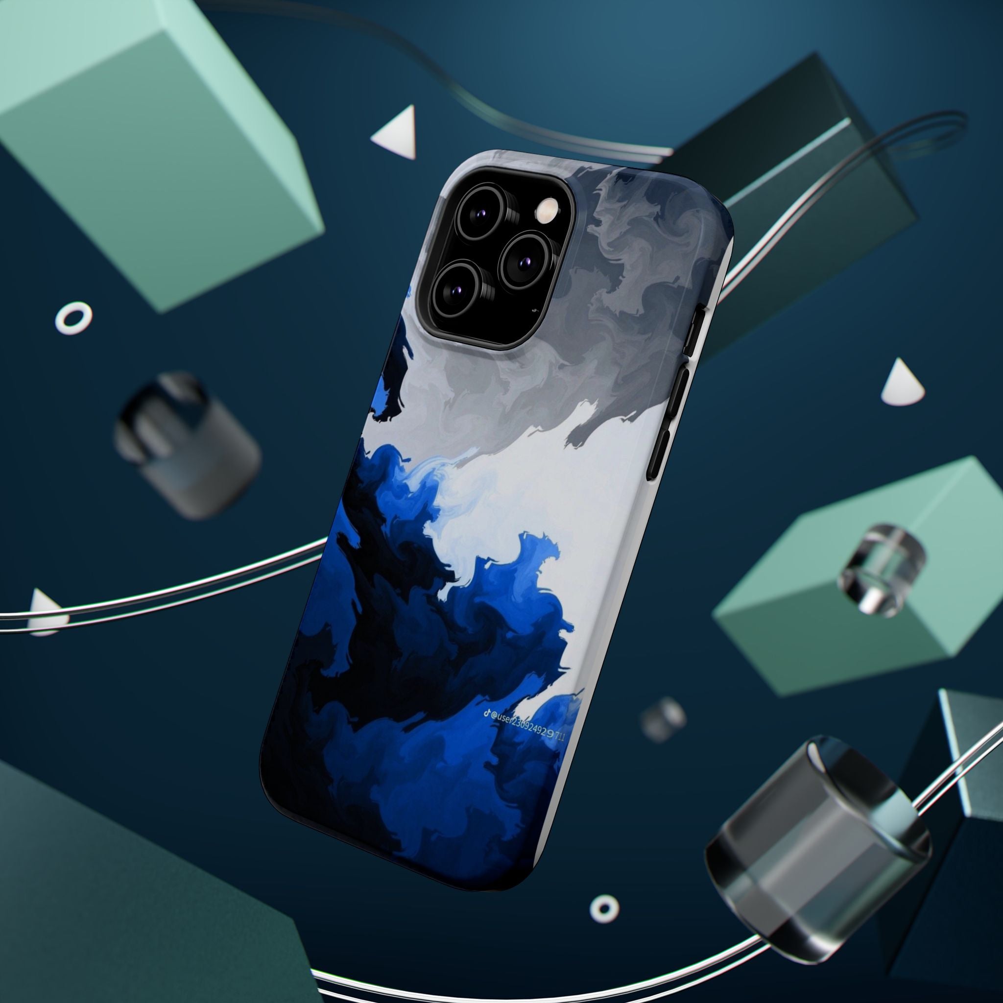 Magnetic Impact-Resistant Phone Case — Blue Abstract Ink Swirl