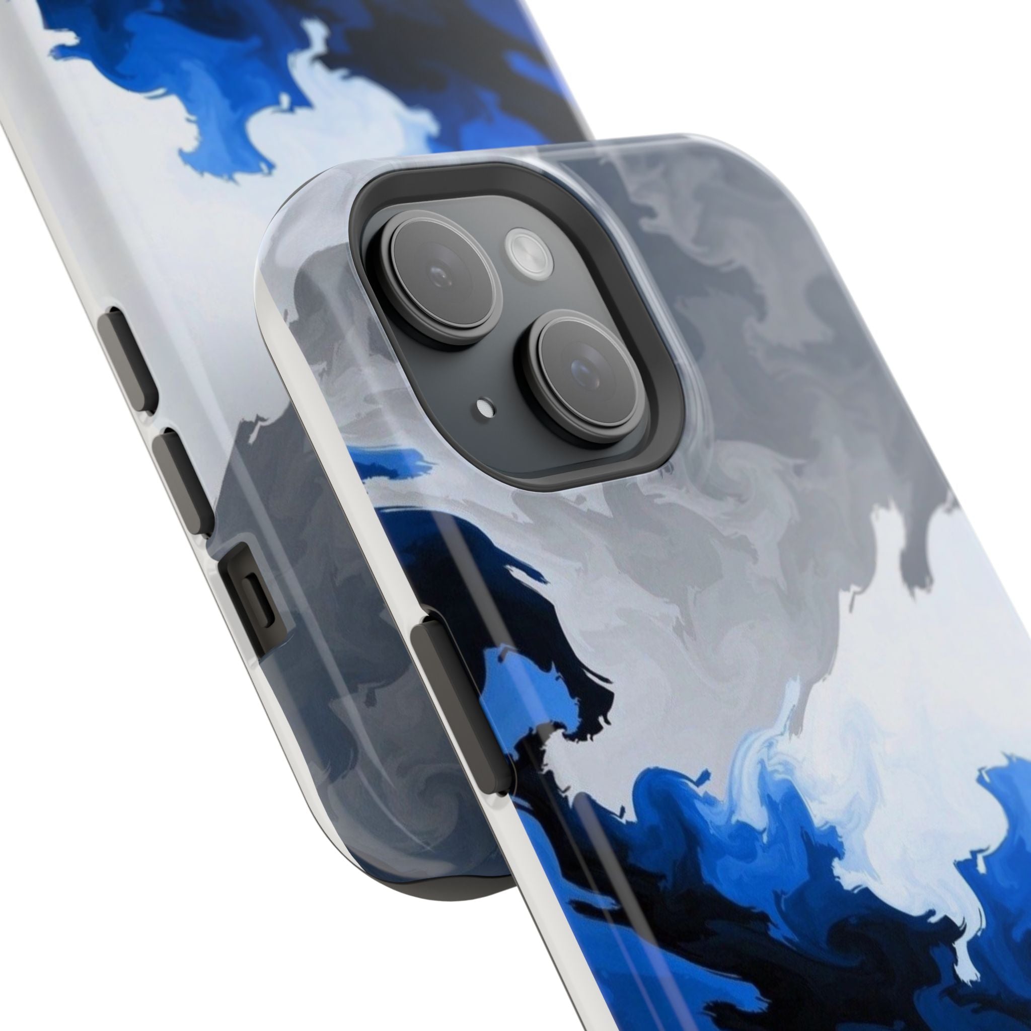 Magnetic Impact-Resistant Phone Case — Blue Abstract Ink Swirl