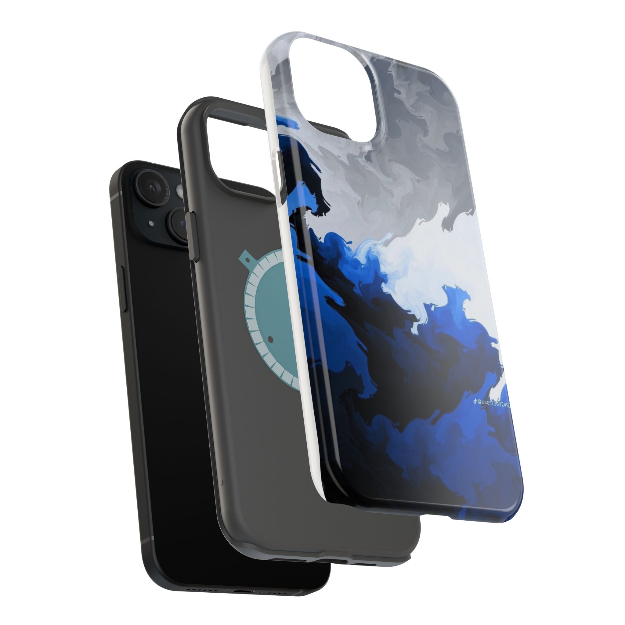 Magnetic Impact-Resistant Phone Case — Blue Abstract Ink Swirl