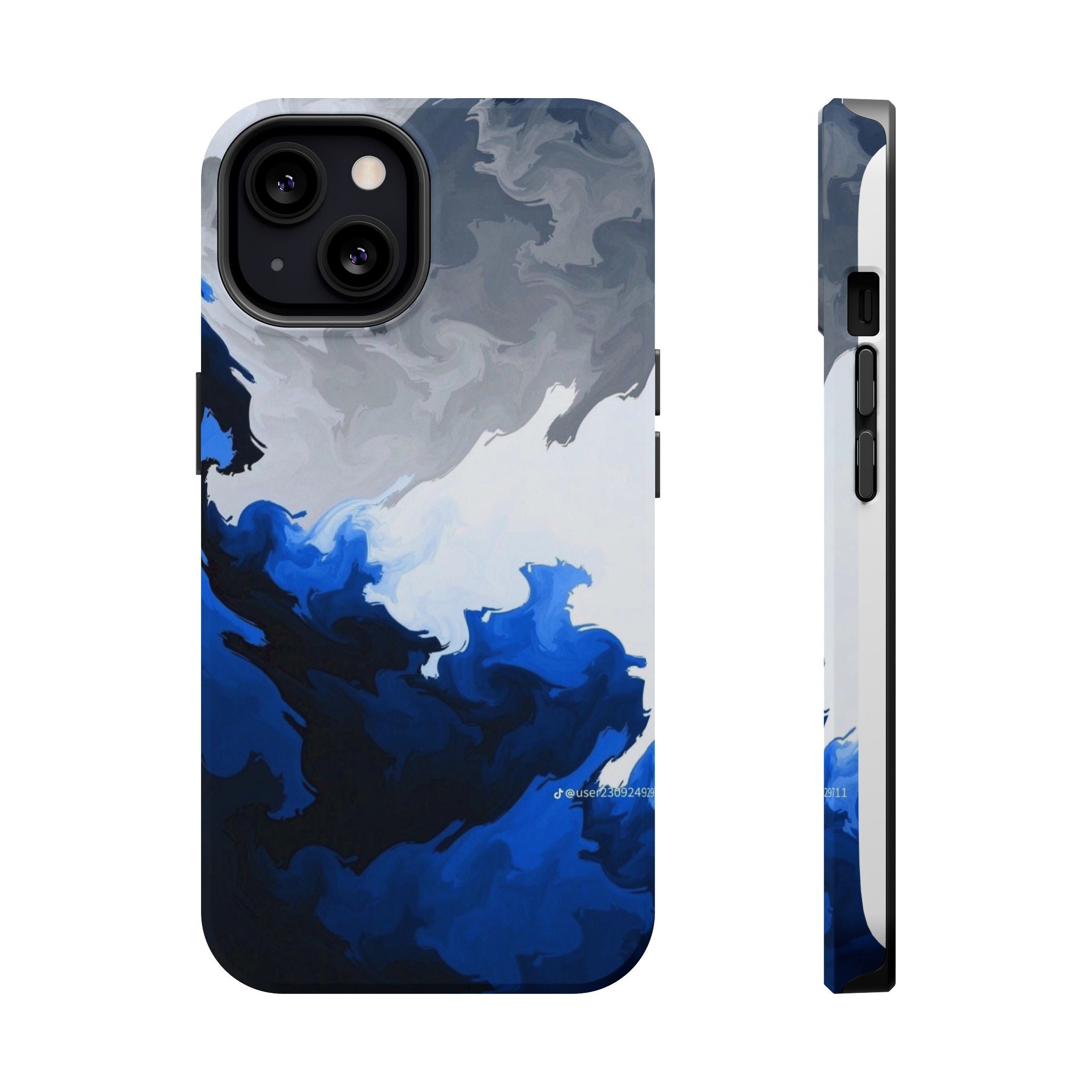 Magnetic Impact-Resistant Phone Case — Blue Abstract Ink Swirl