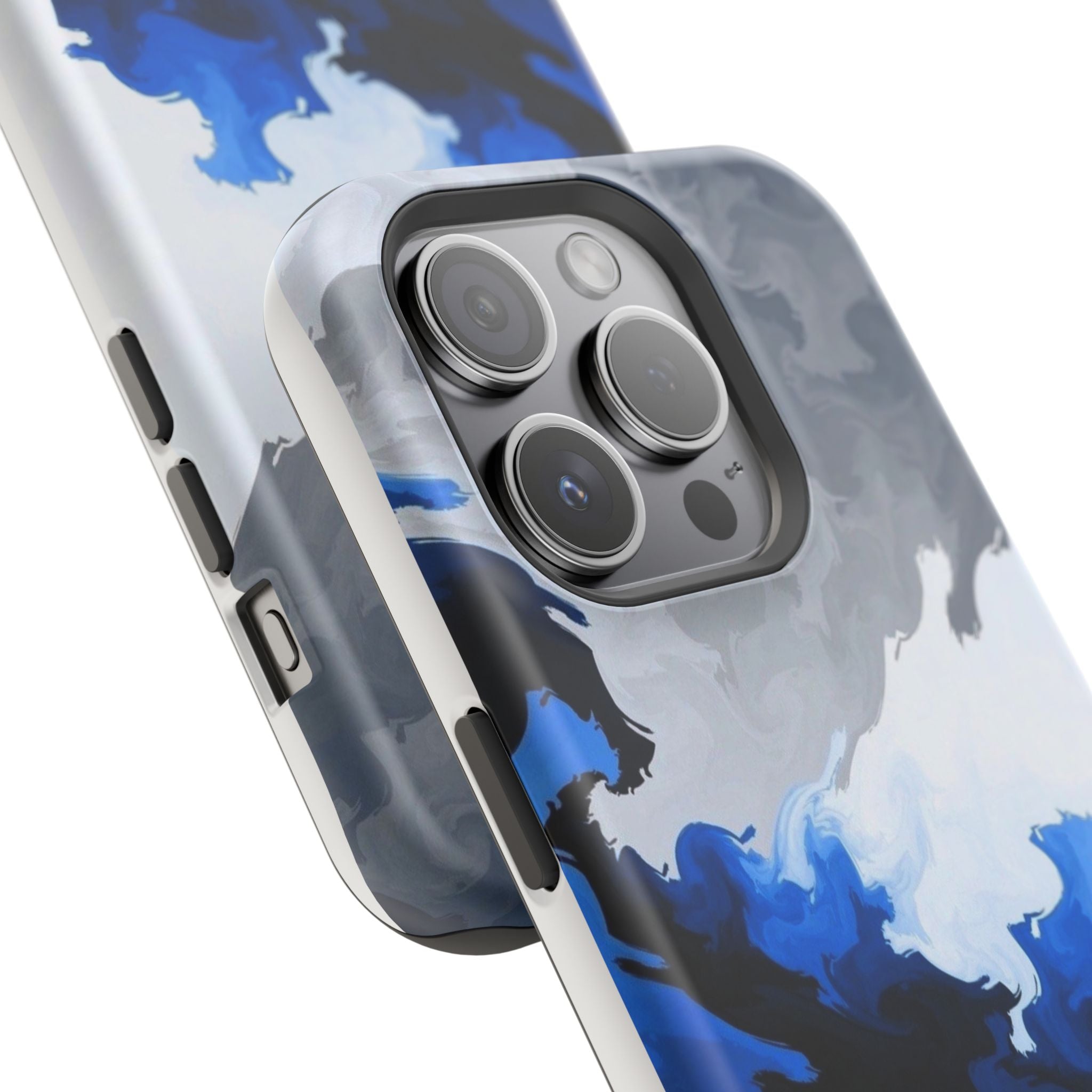Magnetic Impact-Resistant Phone Case — Blue Abstract Ink Swirl