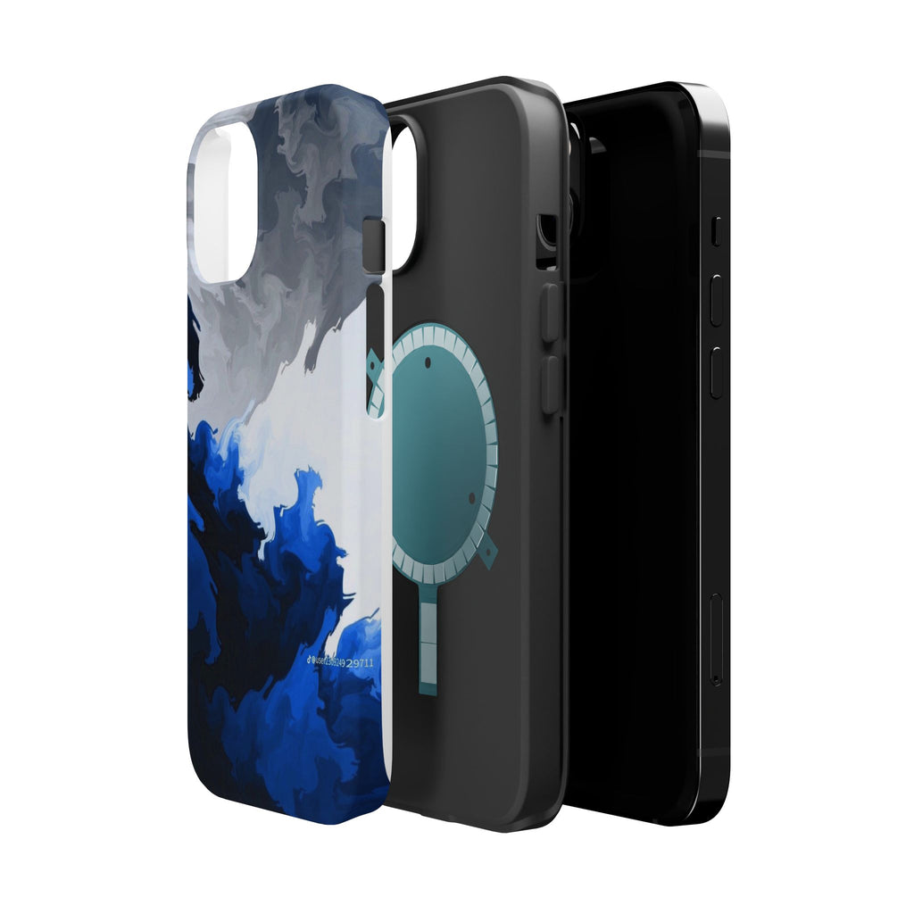 Magnetic Impact-Resistant Phone Case — Blue Abstract Ink Swirl