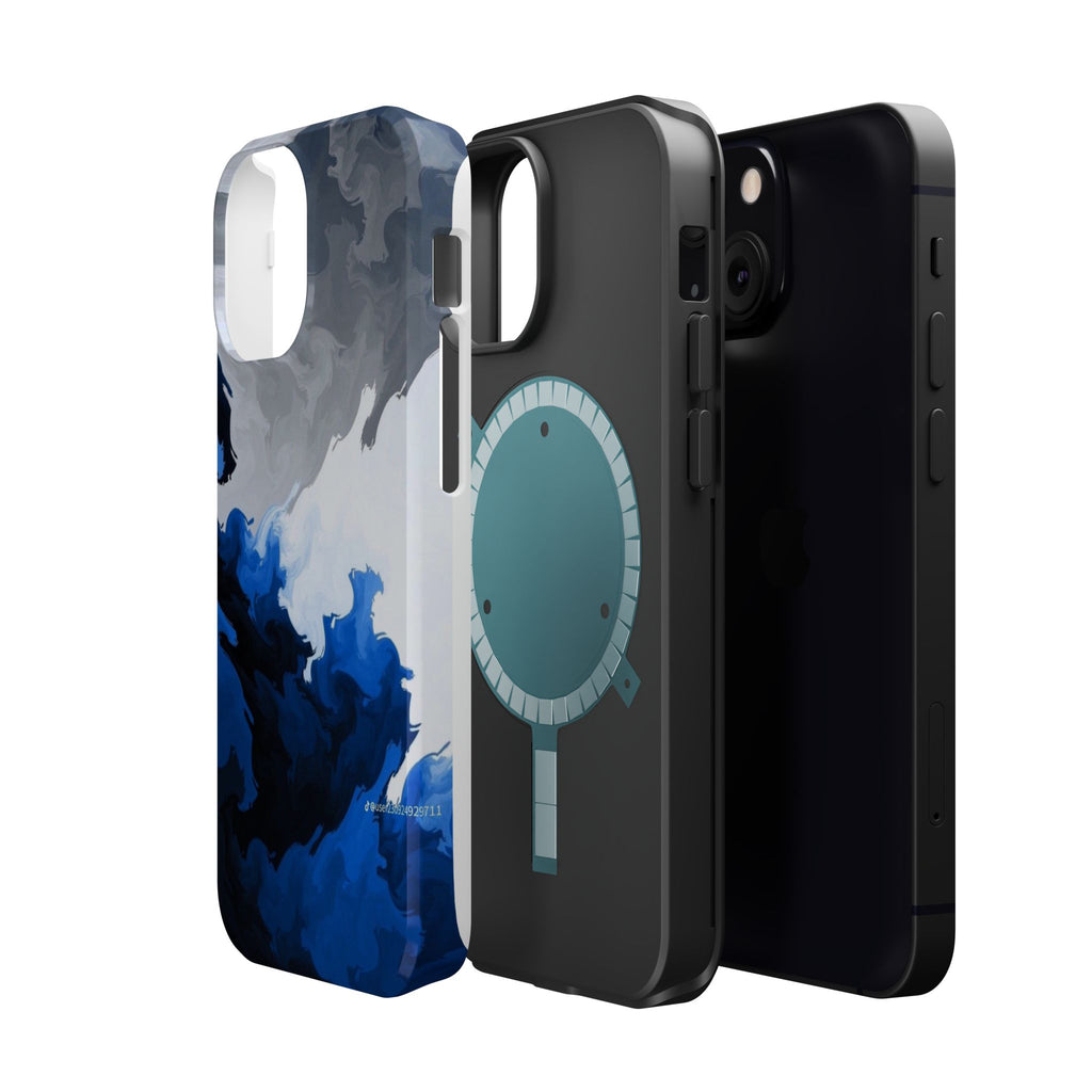 Magnetic Impact-Resistant Phone Case — Blue Abstract Ink Swirl