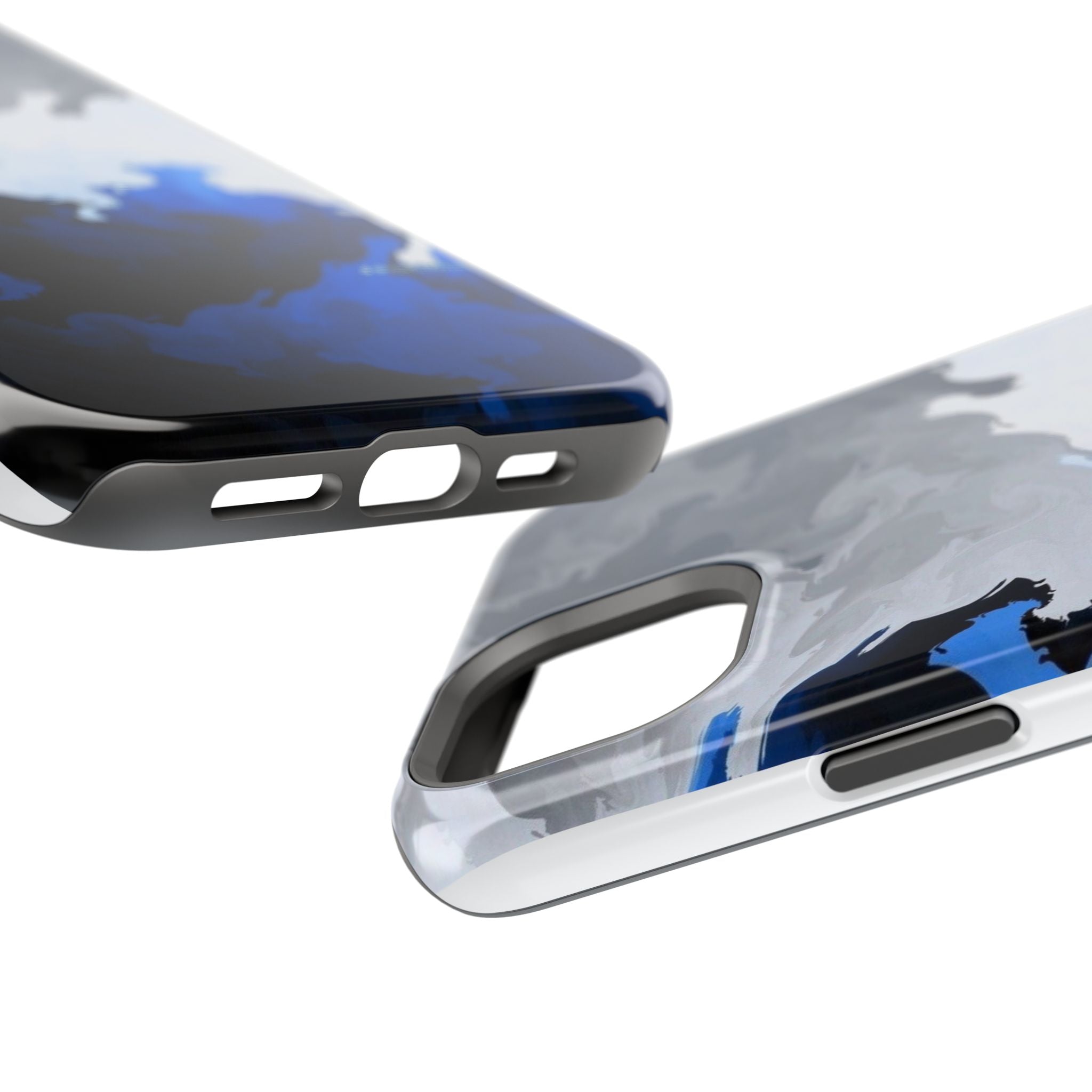 Magnetic Impact-Resistant Phone Case — Blue Abstract Ink Swirl