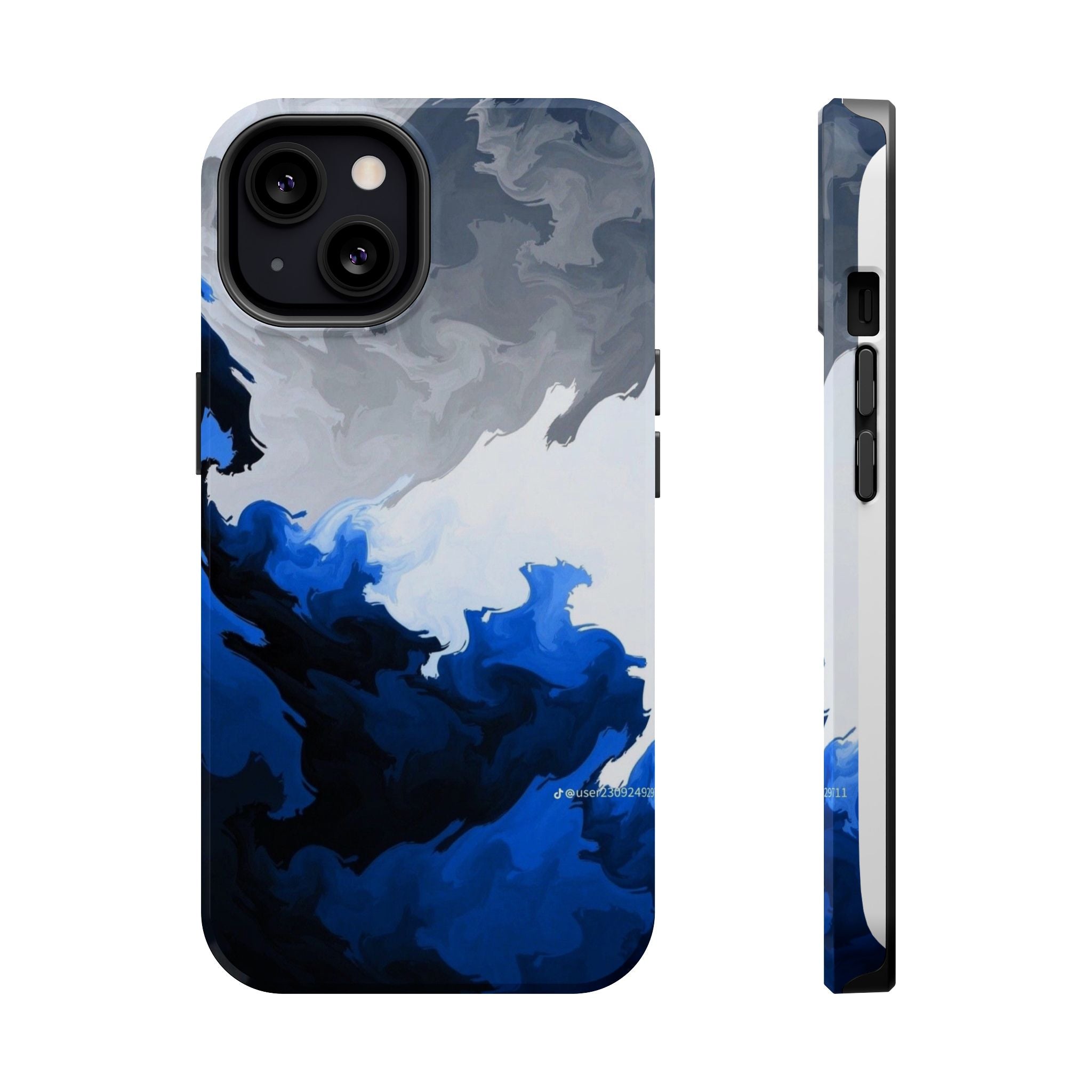 Magnetic Impact-Resistant Phone Case — Blue Abstract Ink Swirl