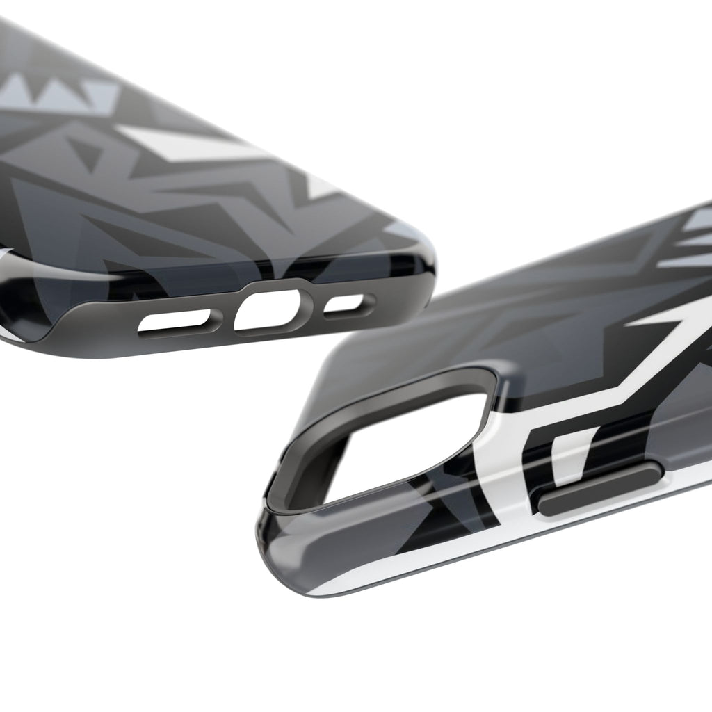 Impact-Resistant Magnetic Phone Case — Black & Gray Geometric Armor
