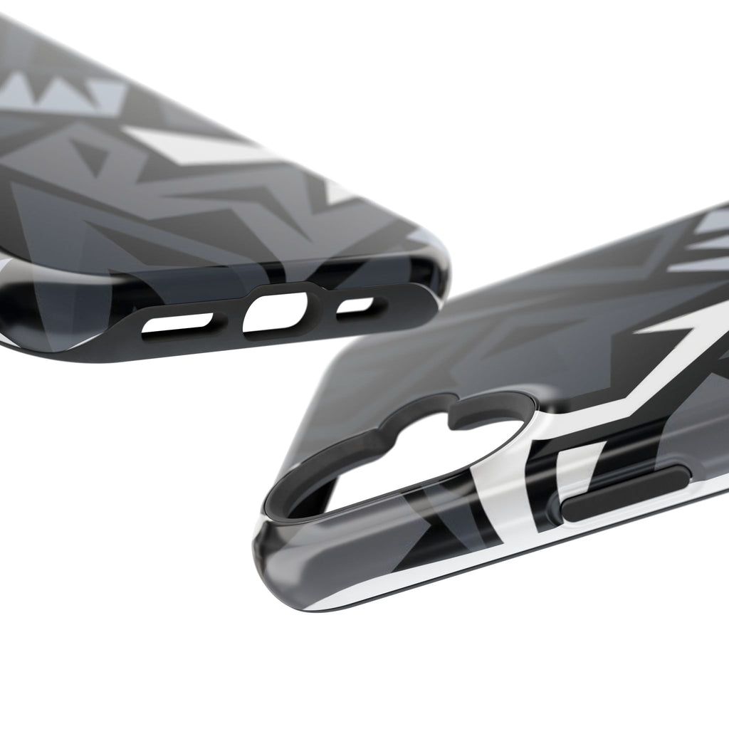 Impact-Resistant Magnetic Phone Case — Black & Gray Geometric Armor