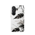 Tropical Monstera Magnetic Impact Phone Case — Black & White Leaf Design
