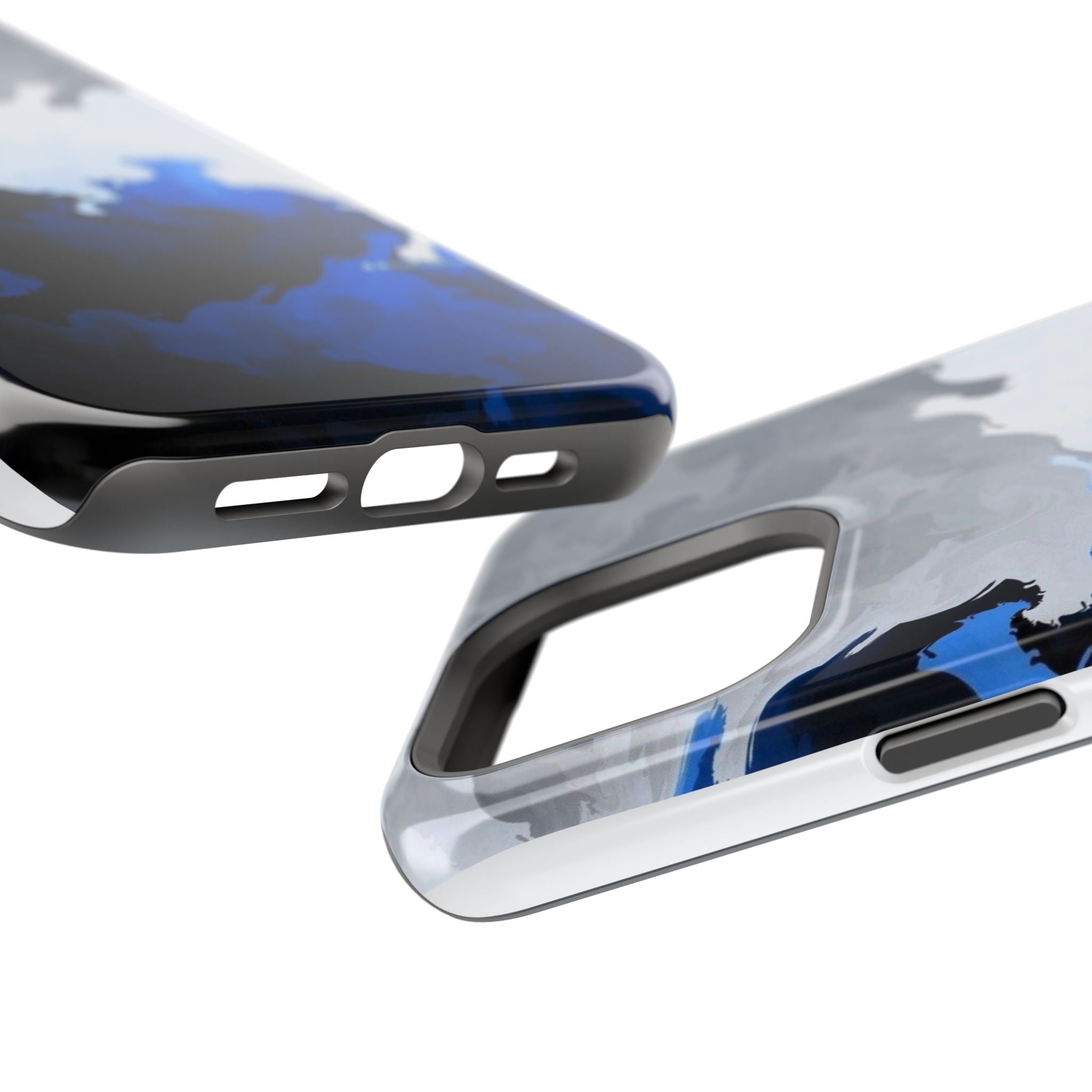 Magnetic Impact-Resistant Phone Case — Blue Abstract Ink Swirl