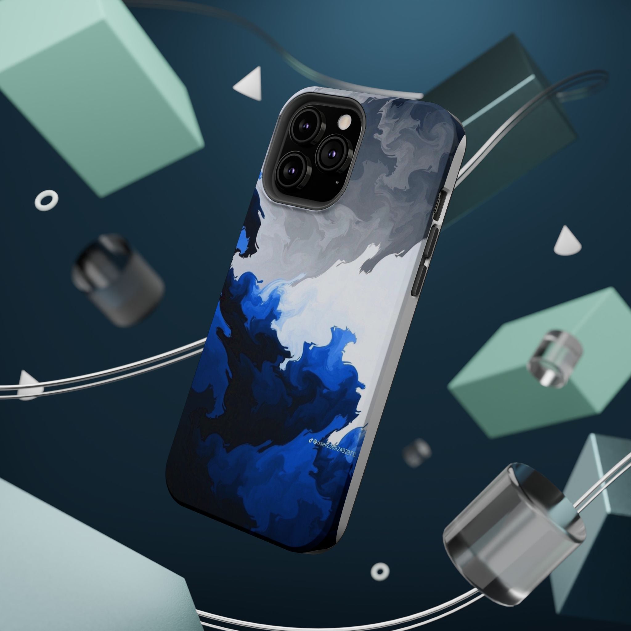 Magnetic Impact-Resistant Phone Case — Blue Abstract Ink Swirl
