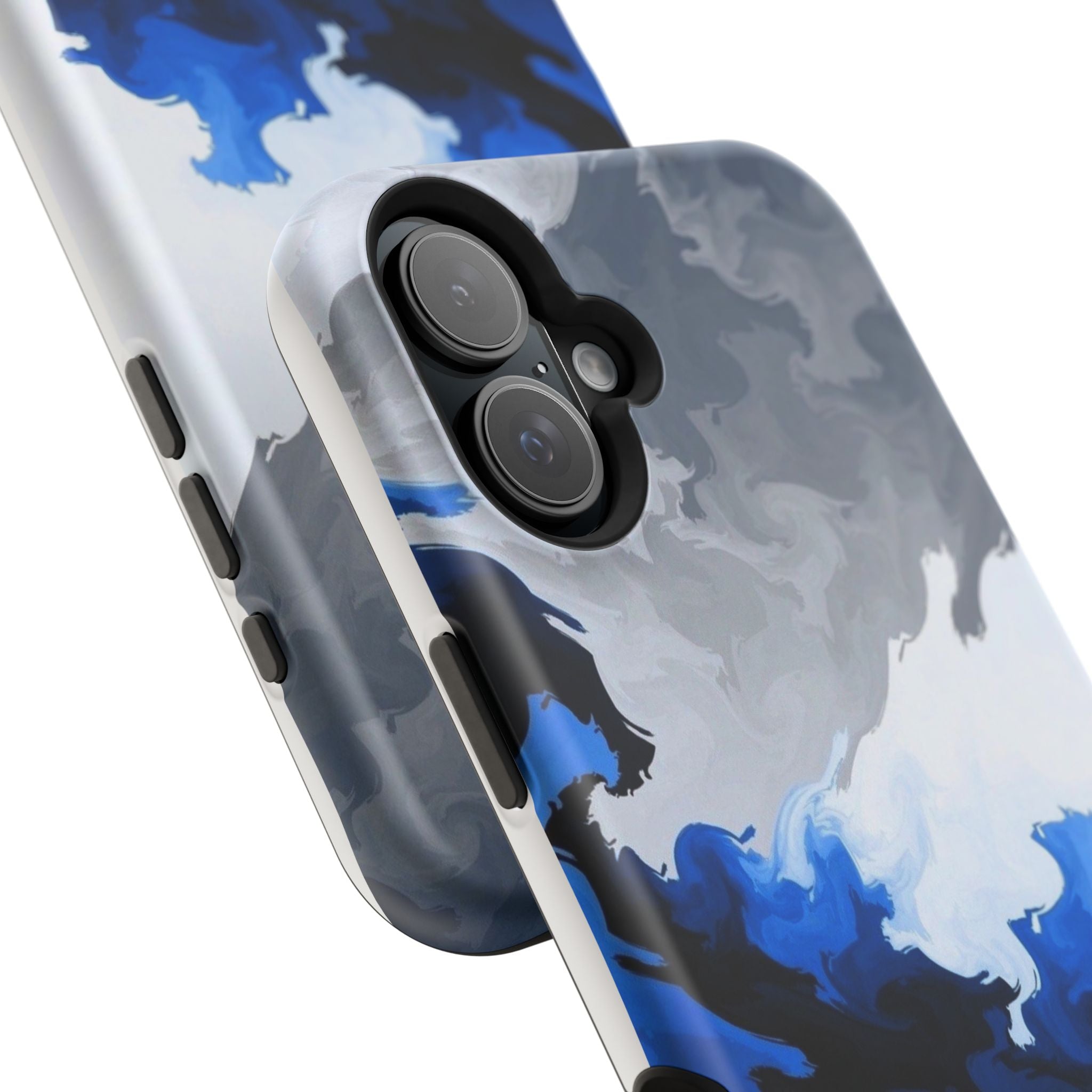 Magnetic Impact-Resistant Phone Case — Blue Abstract Ink Swirl