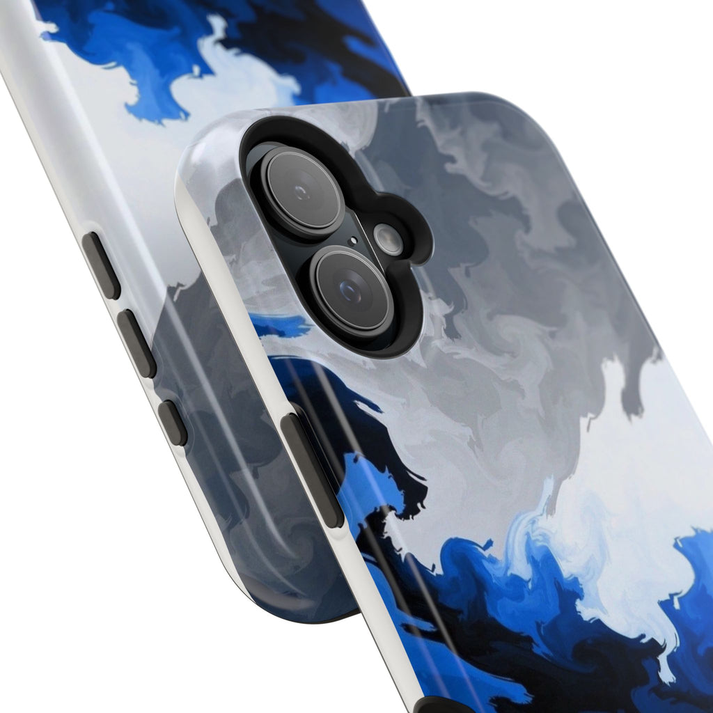 Magnetic Impact-Resistant Phone Case — Blue Abstract Ink Swirl
