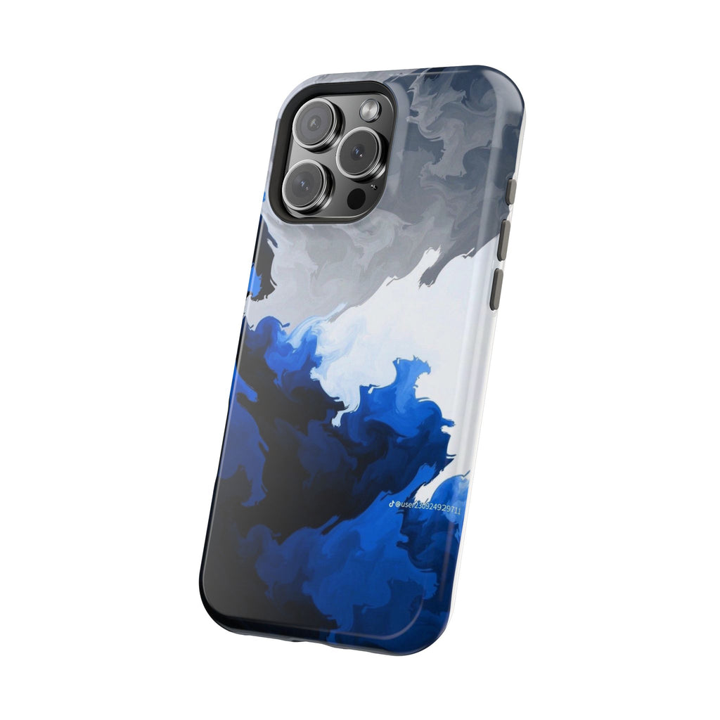 Magnetic Impact-Resistant Phone Case — Blue Abstract Ink Swirl