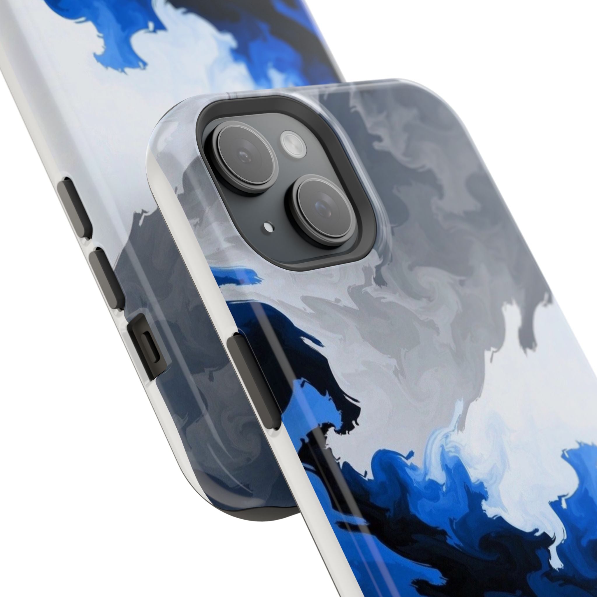 Magnetic Impact-Resistant Phone Case — Blue Abstract Ink Swirl