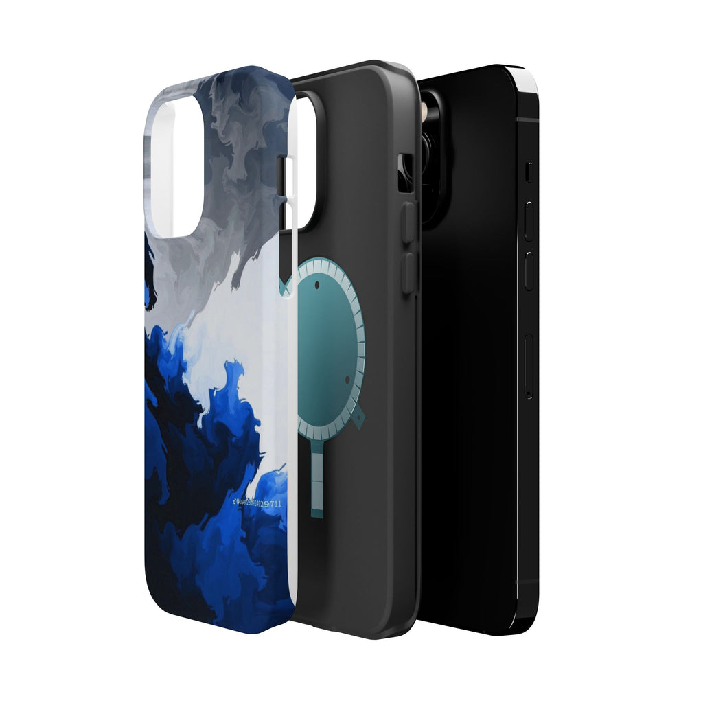 Magnetic Impact-Resistant Phone Case — Blue Abstract Ink Swirl