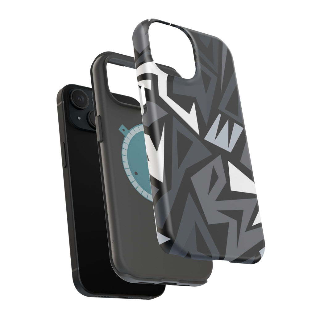 Impact-Resistant Magnetic Phone Case — Black & Gray Geometric Armor