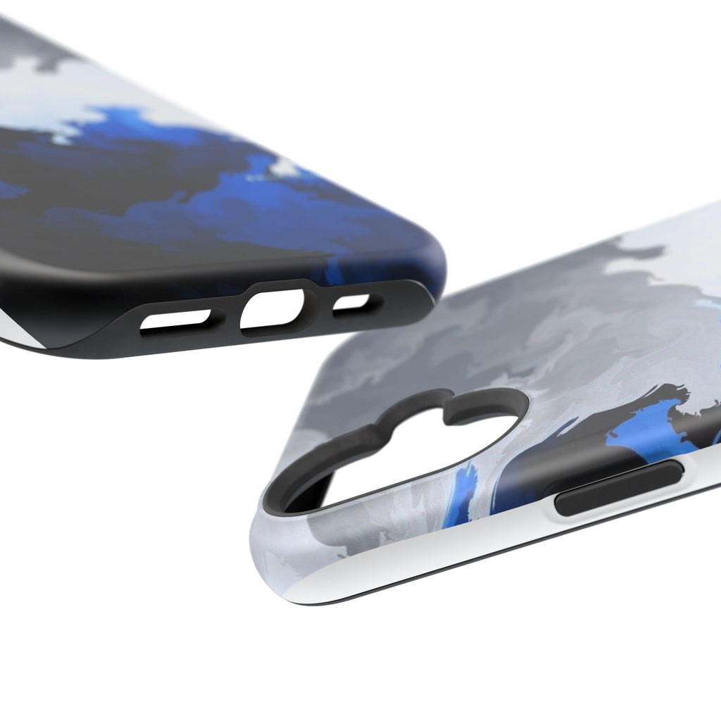 Magnetic Impact-Resistant Phone Case — Blue Abstract Ink Swirl