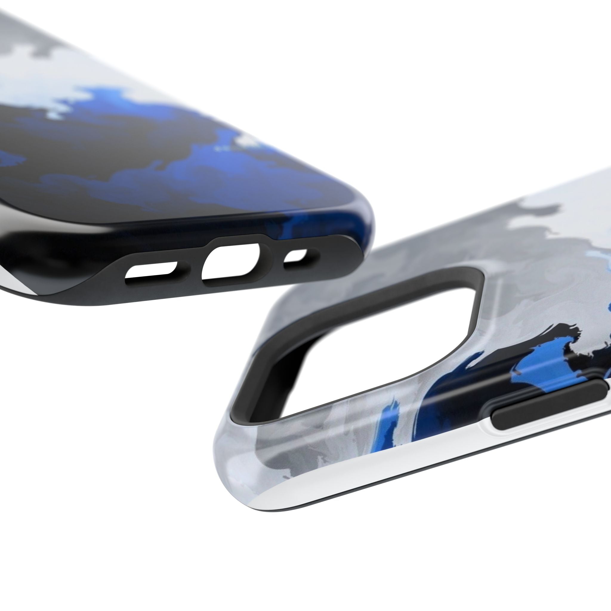Magnetic Impact-Resistant Phone Case — Blue Abstract Ink Swirl