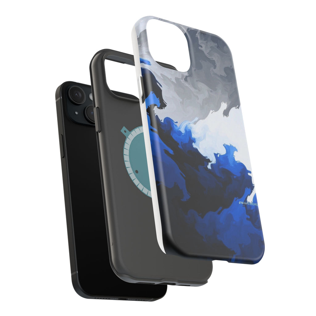 Magnetic Impact-Resistant Phone Case — Blue Abstract Ink Swirl