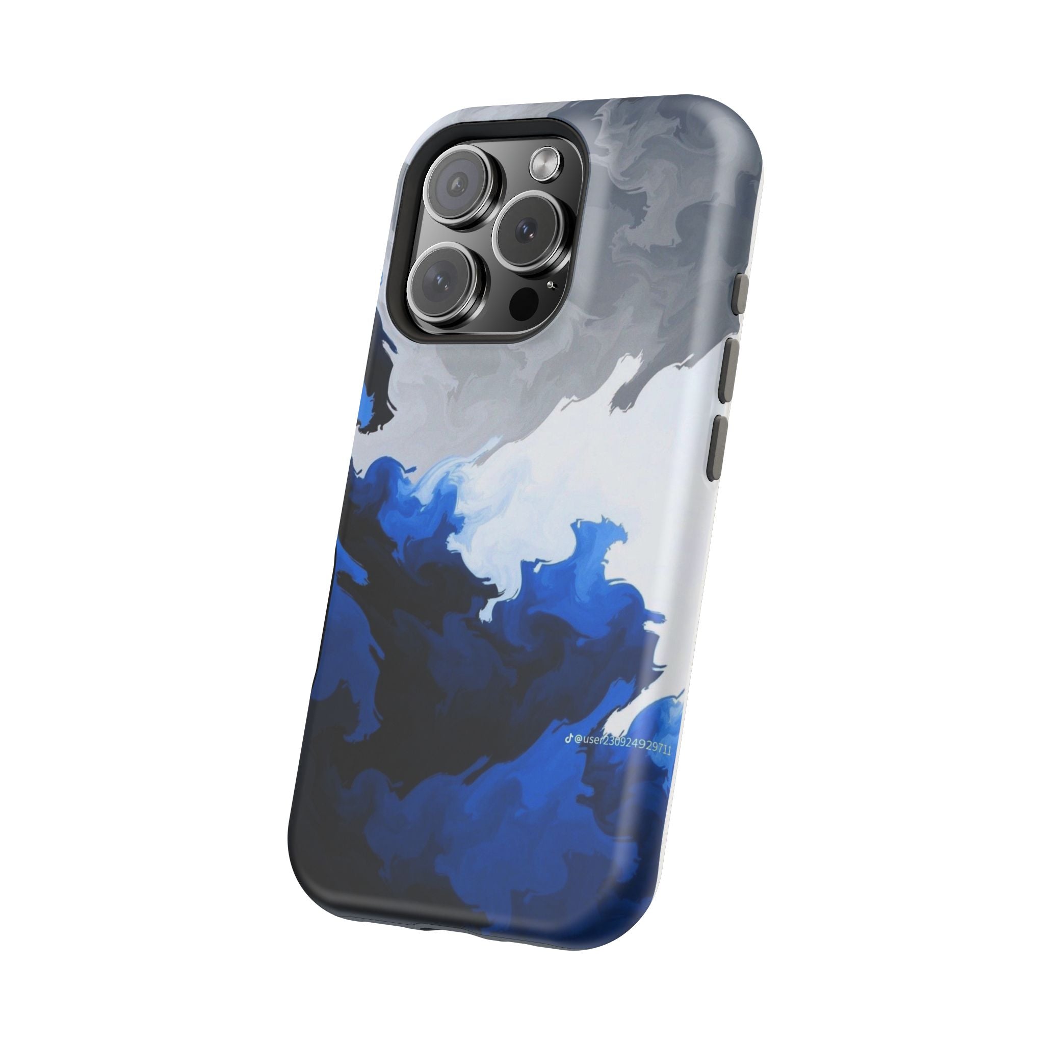Magnetic Impact-Resistant Phone Case — Blue Abstract Ink Swirl