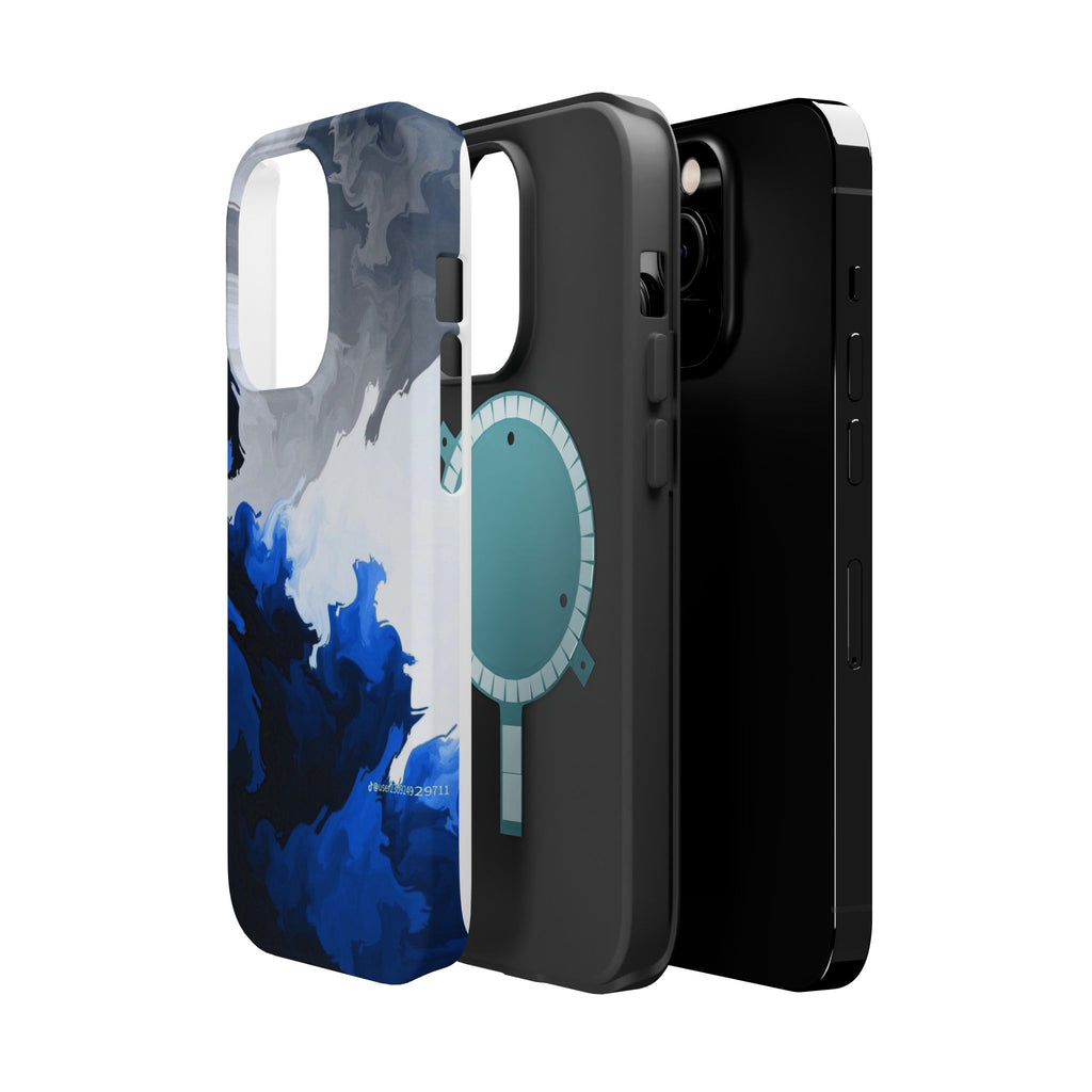 Magnetic Impact-Resistant Phone Case — Blue Abstract Ink Swirl