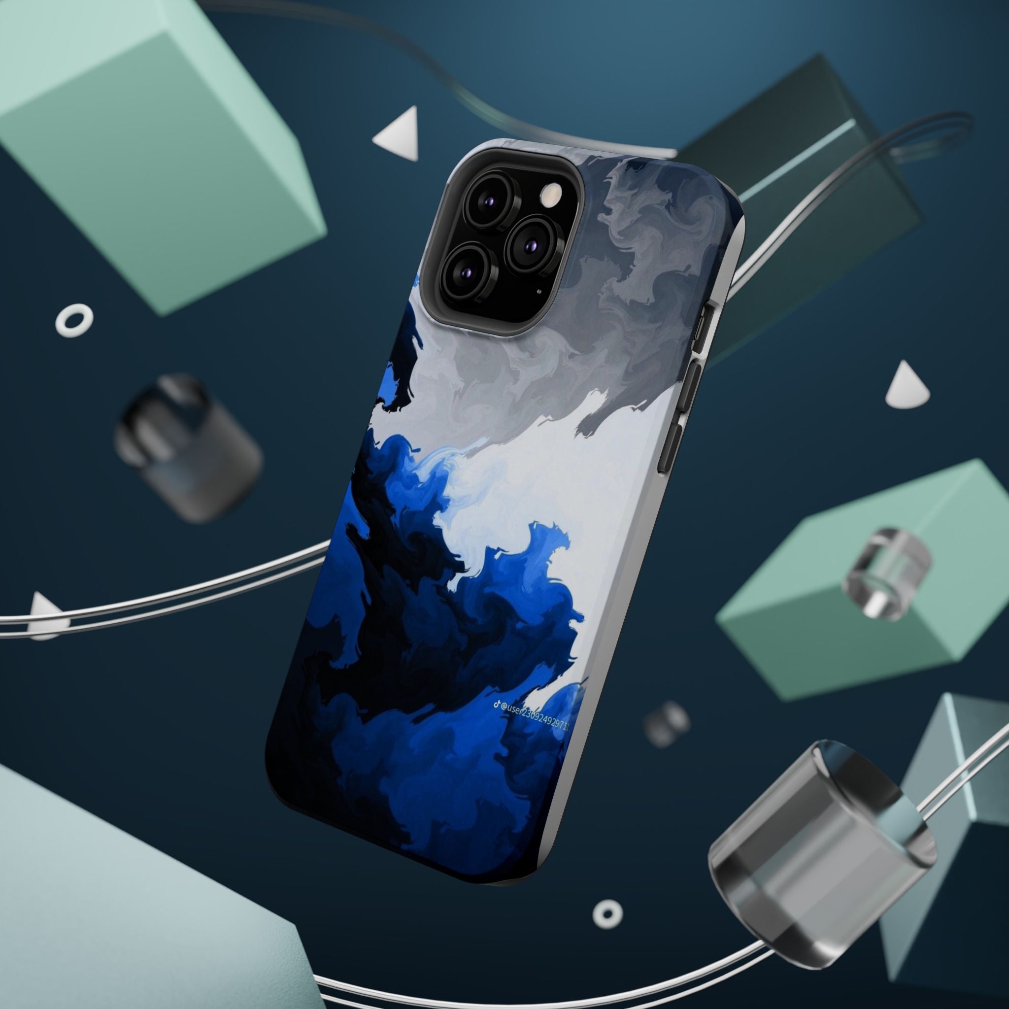 Magnetic Impact-Resistant Phone Case — Blue Abstract Ink Swirl