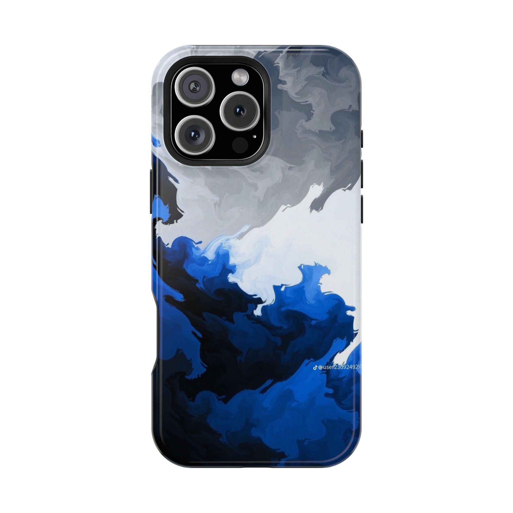 Magnetic Impact-Resistant Phone Case — Blue Abstract Ink Swirl