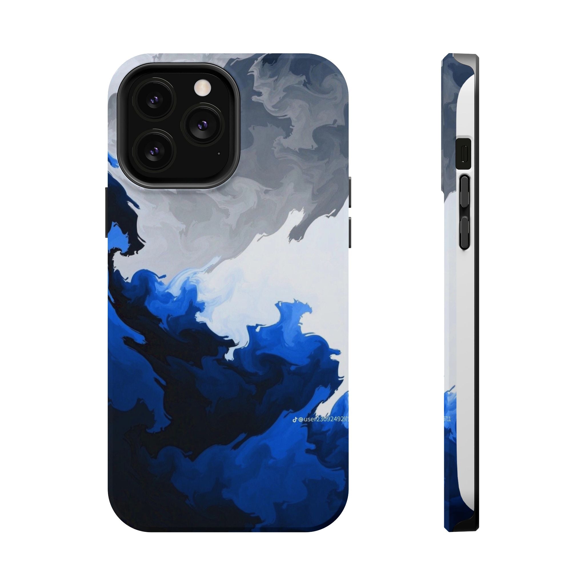 Magnetic Impact-Resistant Phone Case — Blue Abstract Ink Swirl