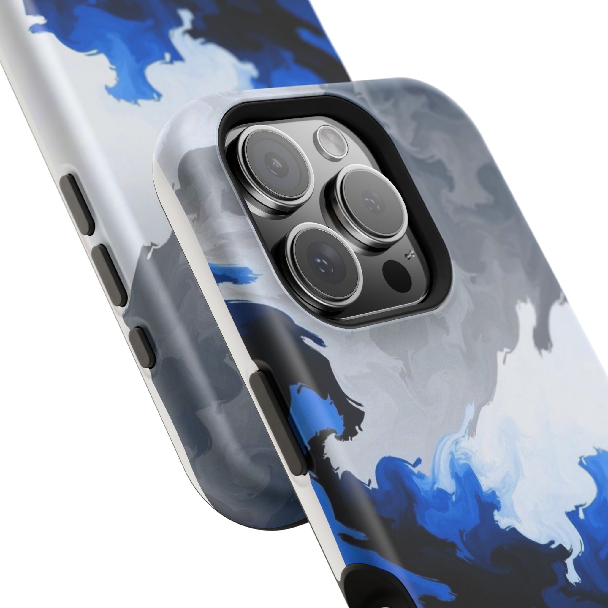 Magnetic Impact-Resistant Phone Case — Blue Abstract Ink Swirl