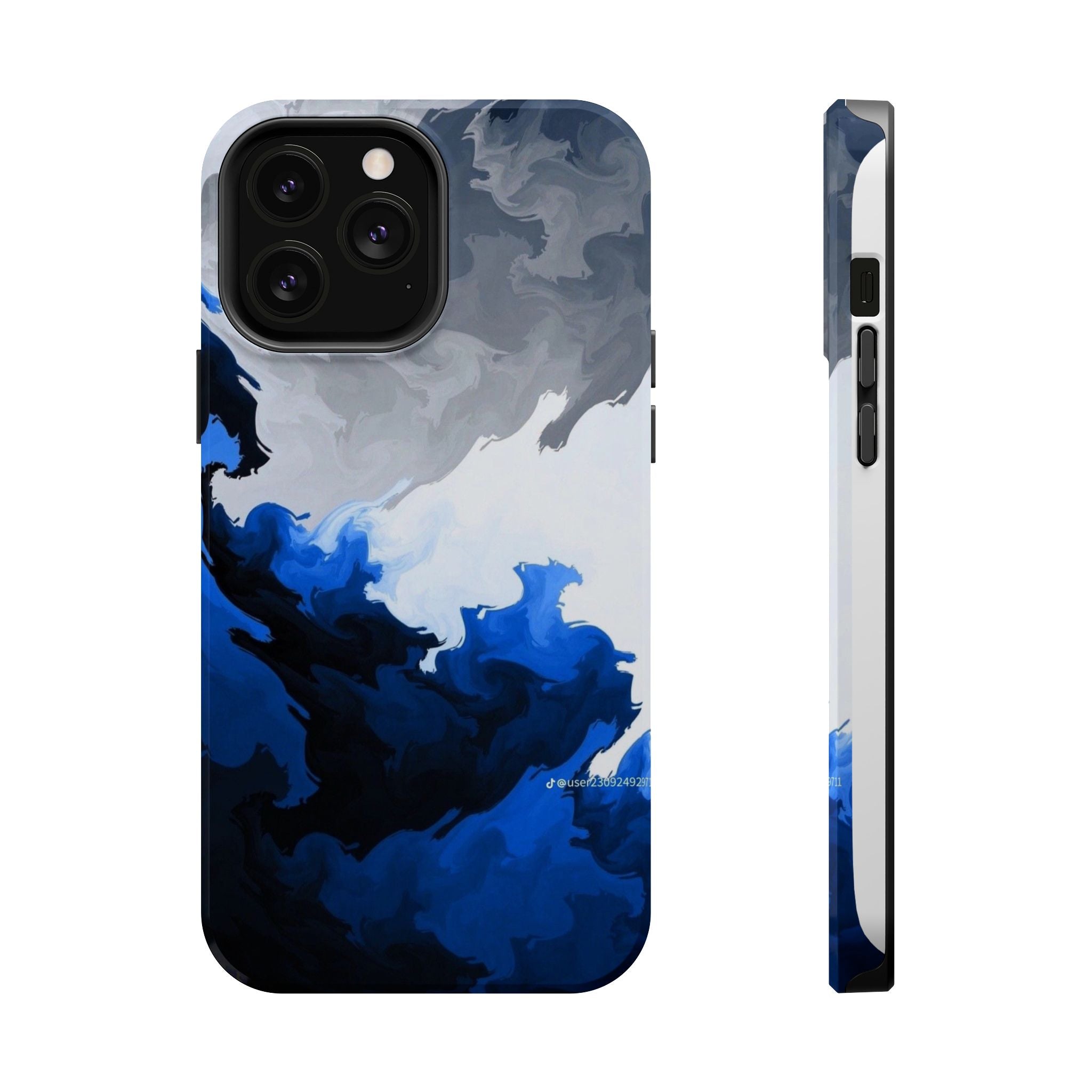 Magnetic Impact-Resistant Phone Case — Blue Abstract Ink Swirl
