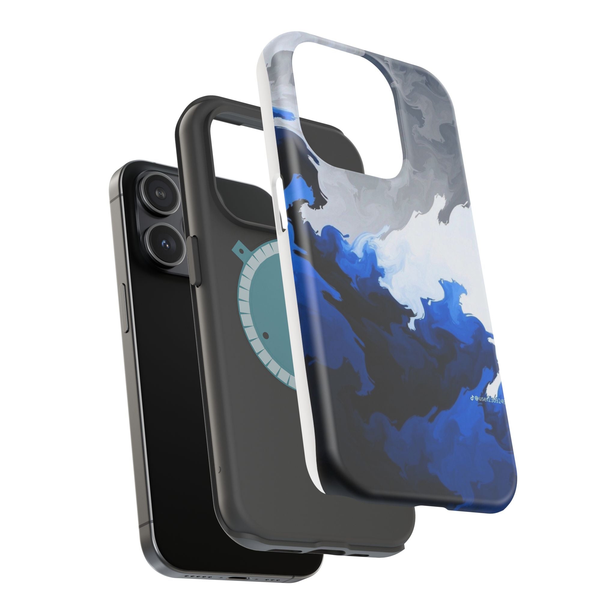 Magnetic Impact-Resistant Phone Case — Blue Abstract Ink Swirl