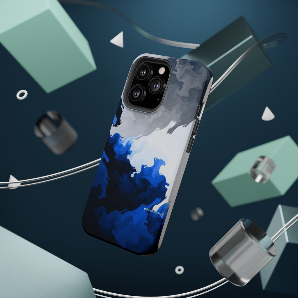 Magnetic Impact-Resistant Phone Case — Blue Abstract Ink Swirl