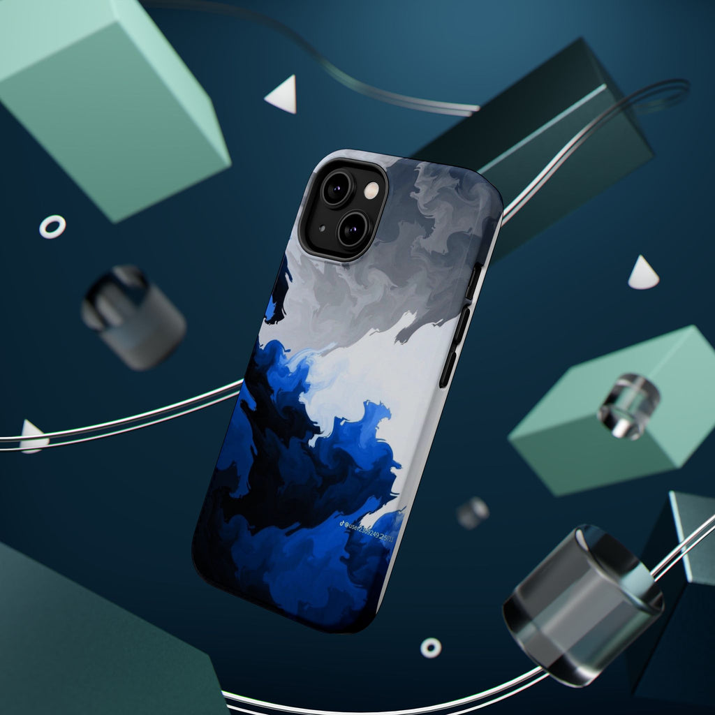 Magnetic Impact-Resistant Phone Case — Blue Abstract Ink Swirl