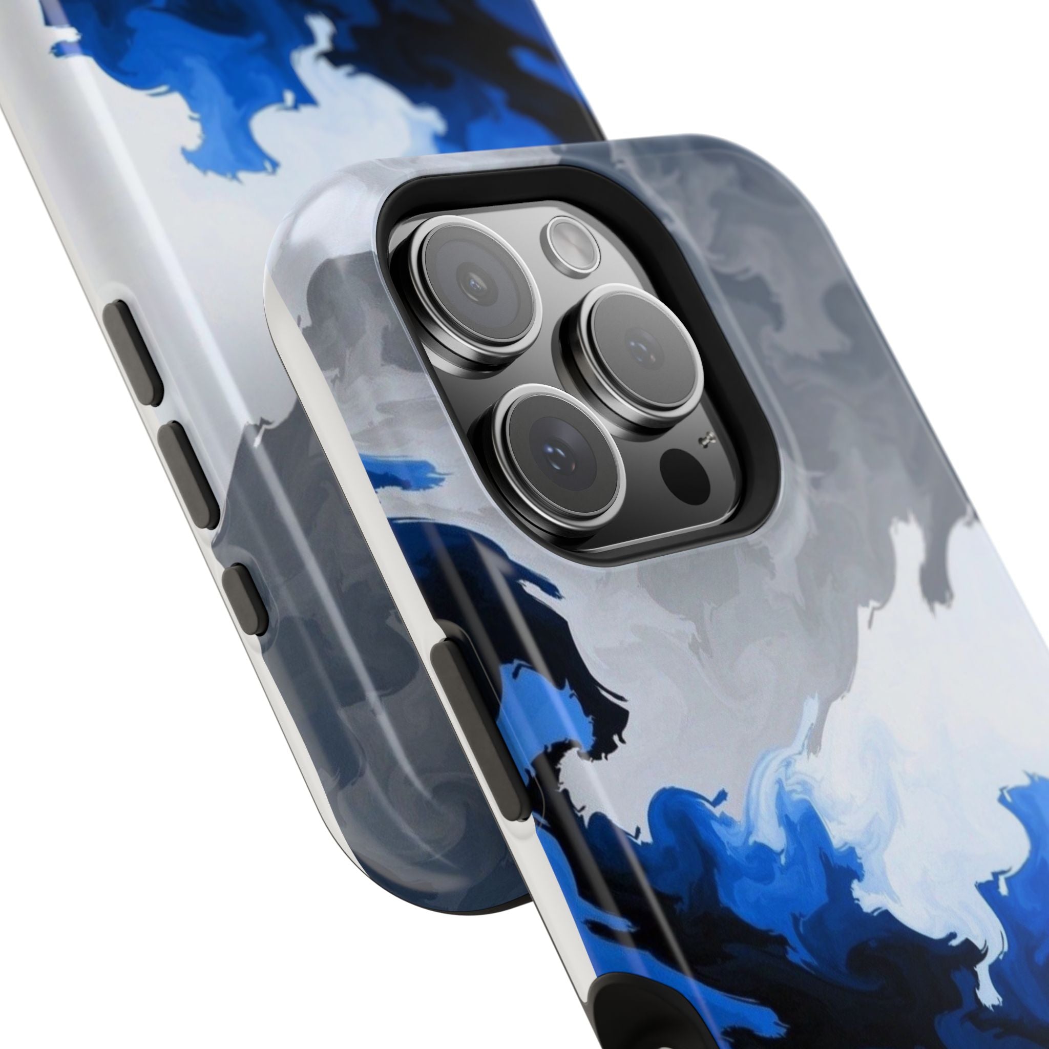 Magnetic Impact-Resistant Phone Case — Blue Abstract Ink Swirl