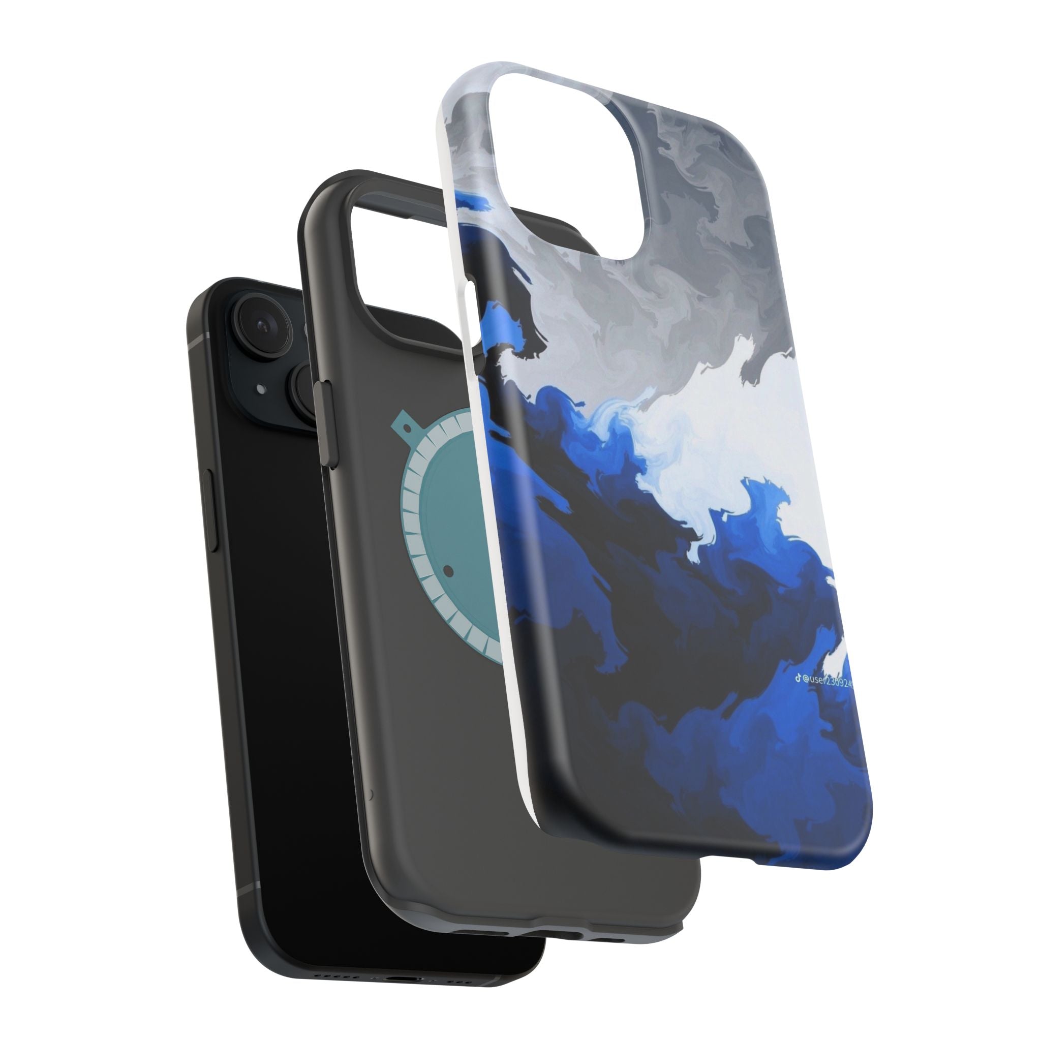 Magnetic Impact-Resistant Phone Case — Blue Abstract Ink Swirl