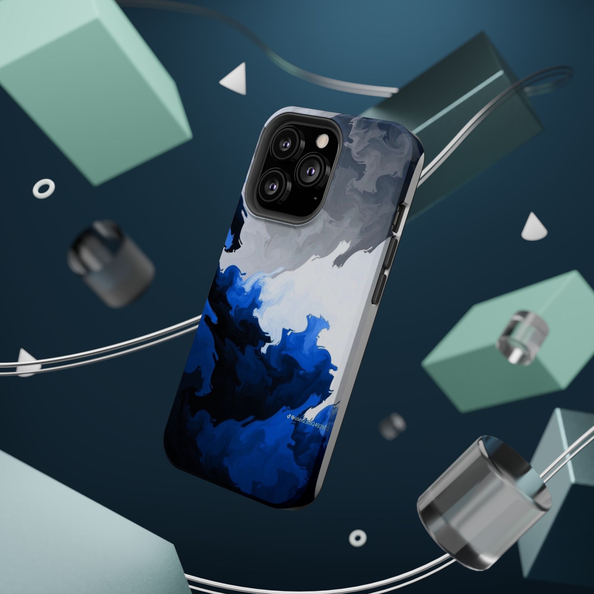 Magnetic Impact-Resistant Phone Case — Blue Abstract Ink Swirl